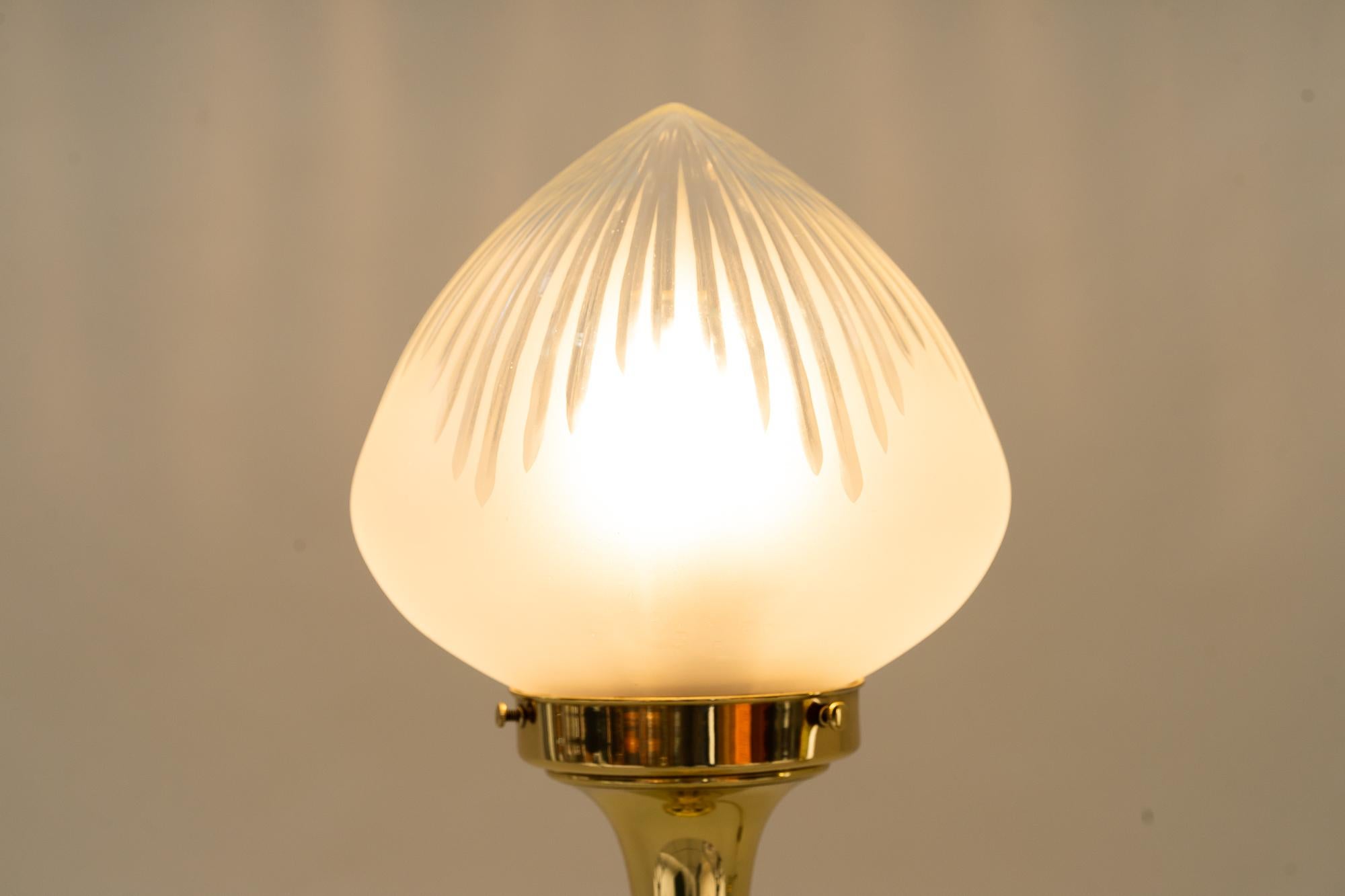 Art Deco Table Lamp with Cut Glass Shade Vienna Around 1920s 4