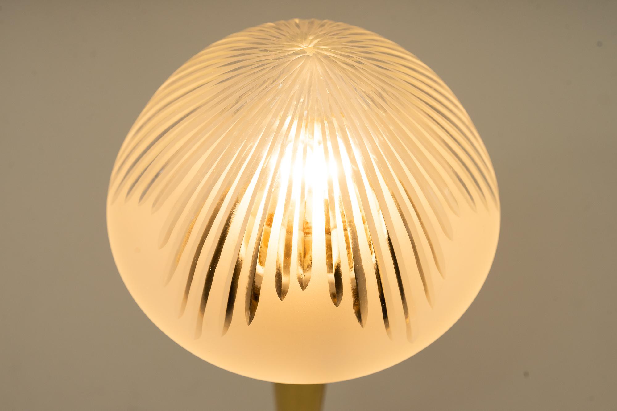 Art Deco Table Lamp with Cut Glass Shade Vienna Around 1920s 6