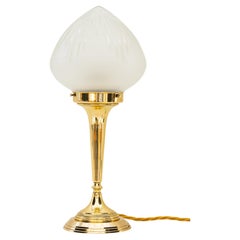 Art Deco Table Lamp with Cut Glass Shade Vienna Around 1920s