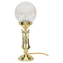 Art Deco Table Lamp with Cut Glass Shade, Vienna, Around 1920s
