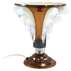 Vintage Art Deco table lamp with EZAN glasses by Boris Lacroix, 1930er