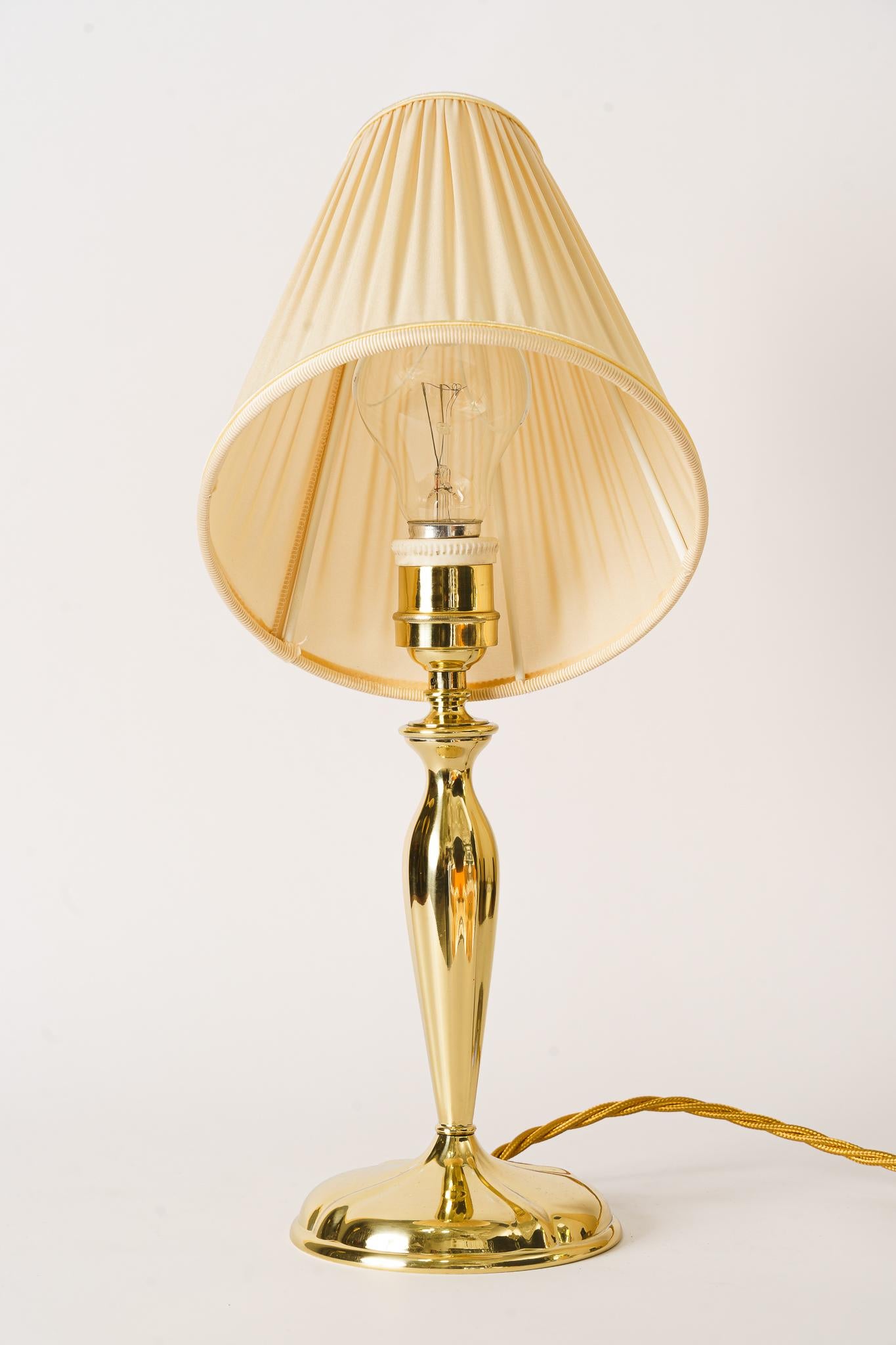 Austrian Art Deco Table Lamp with Fabic Shade Vienna Around 1920s For Sale