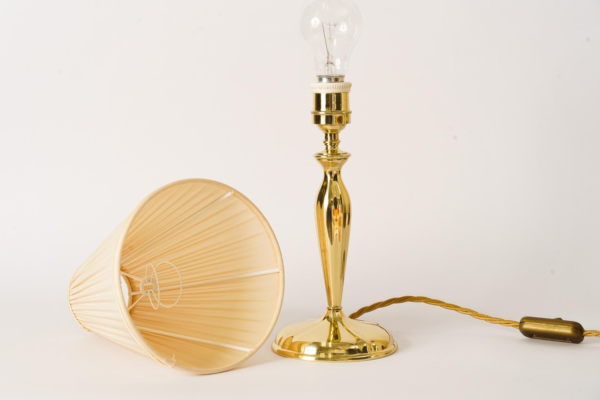 Lacquered Art Deco Table Lamp with Fabic Shade Vienna Around 1920s For Sale