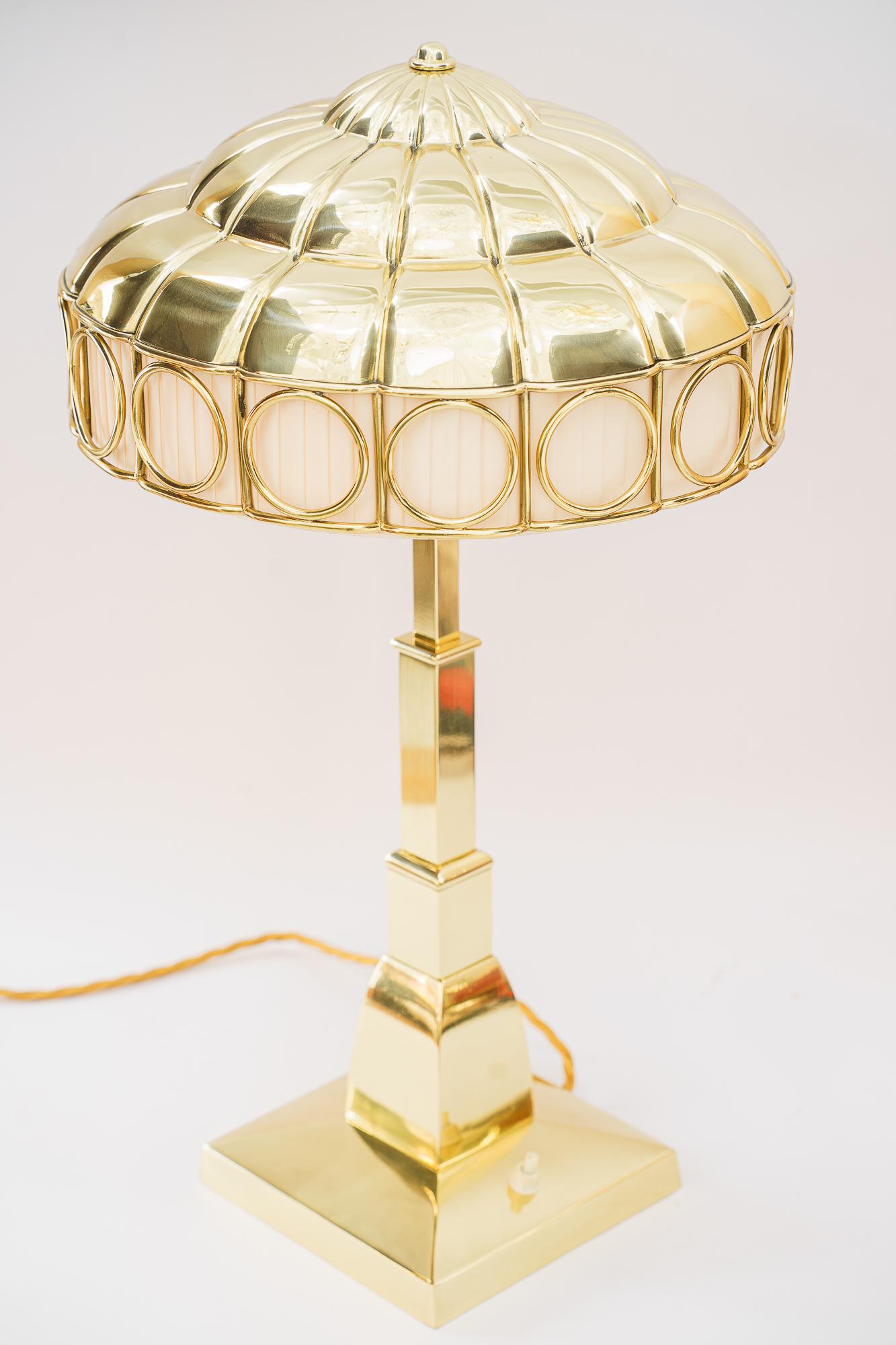 Art Deco table lamp with fabric inside the shade vienna around 1920s For Sale 3