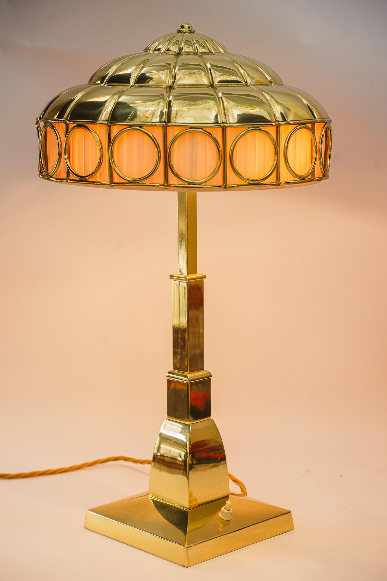 Art Deco table lamp with fabric inside the shade vienna around 1920s For Sale 7