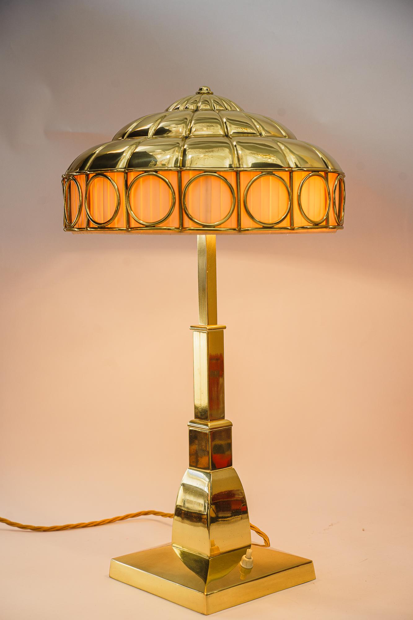 Art Deco table lamp with fabric inside the shade vienna around 1920s For Sale 9