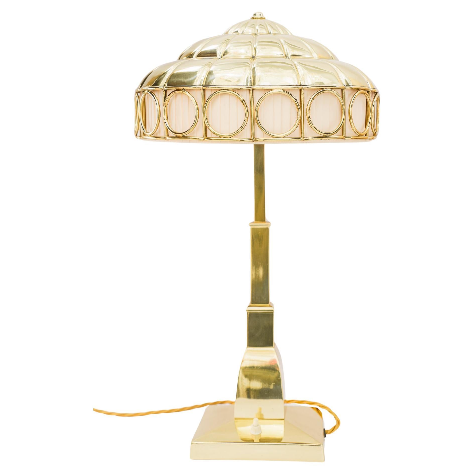 Art Deco table lamp with fabric inside the shade vienna around 1920s For Sale