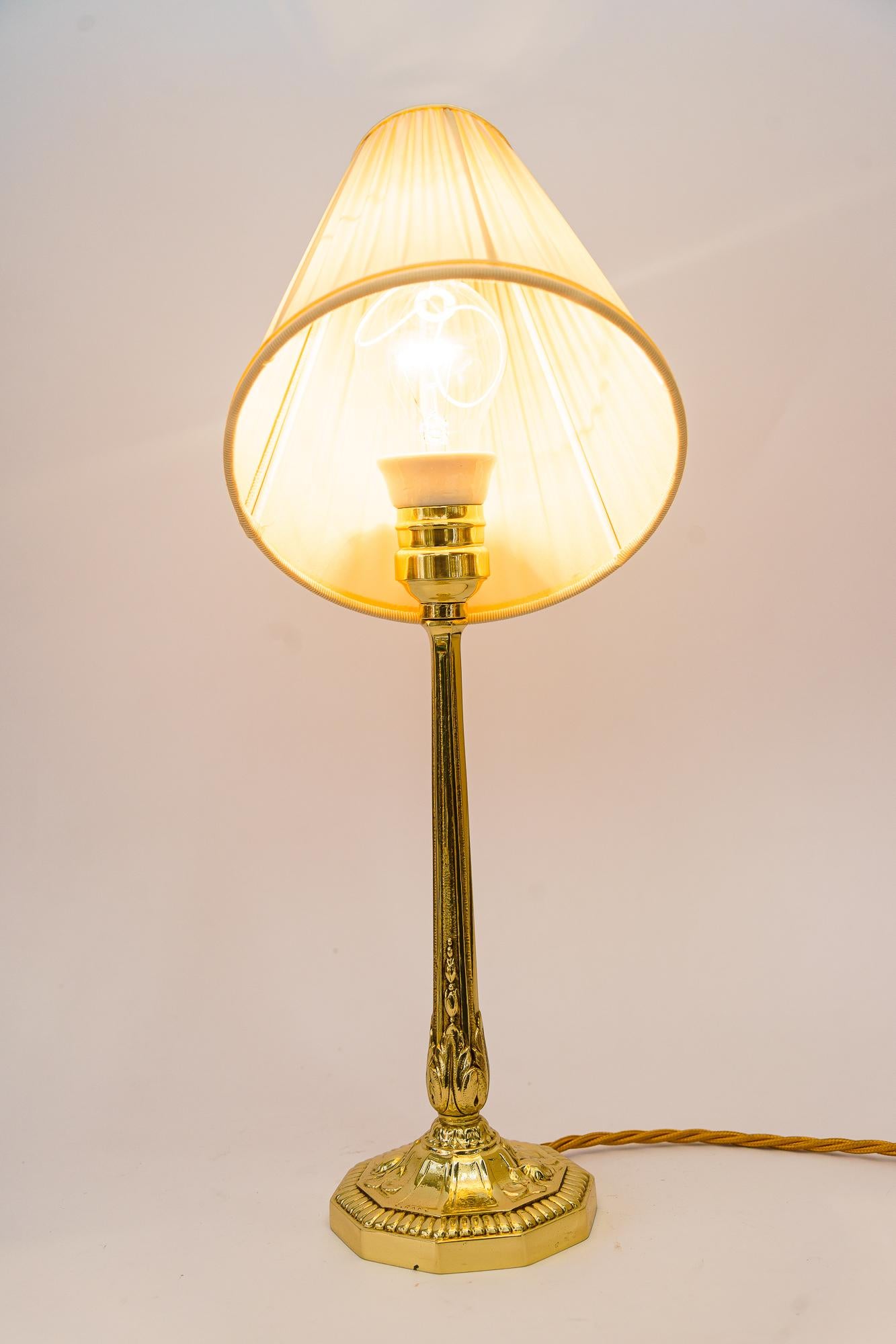 Art Deco Table Lamp with Fabric Shade Vienna Around 1920s For Sale 3