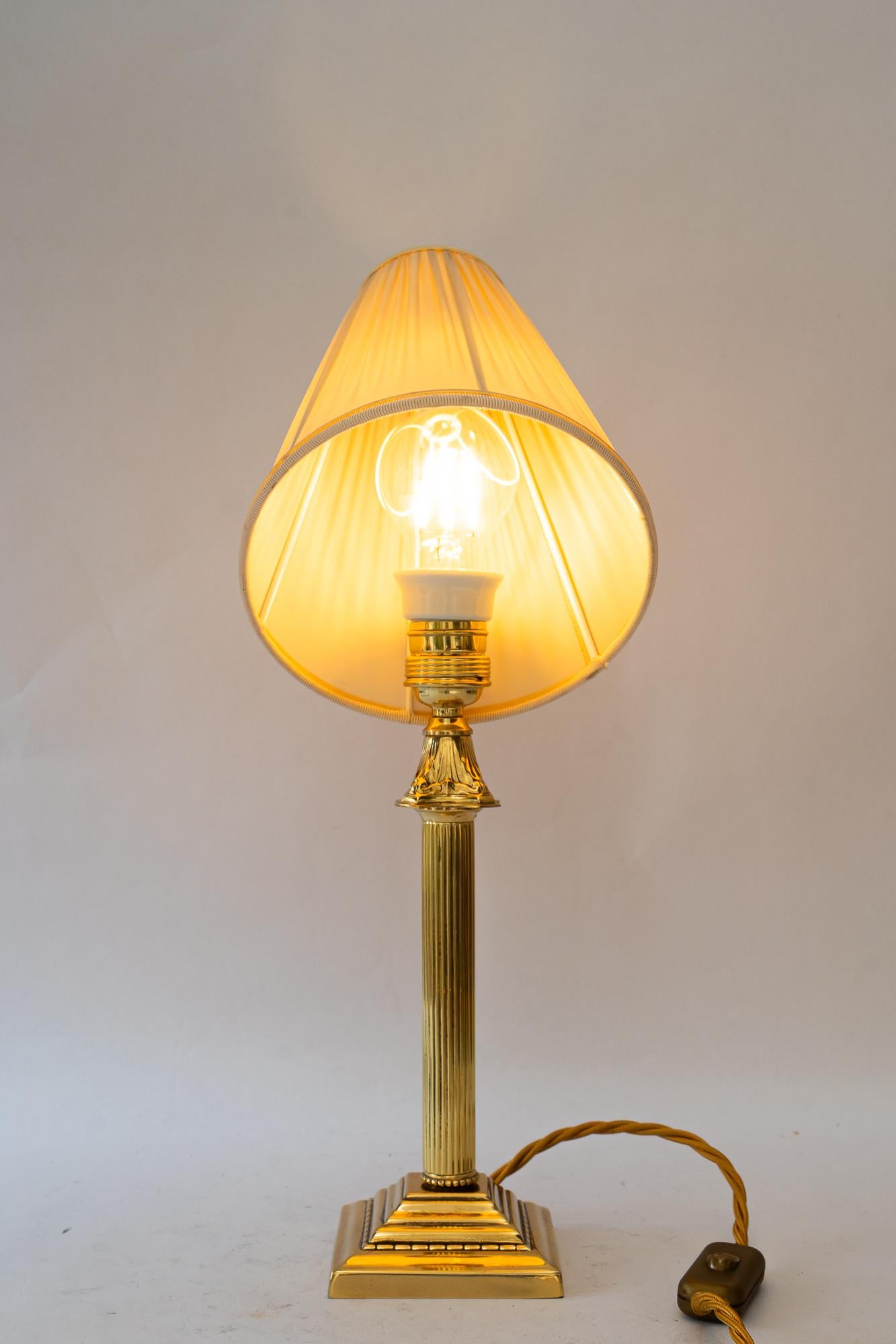 Art Deco table lamp with fabric shade vienna around 1920s For Sale 3