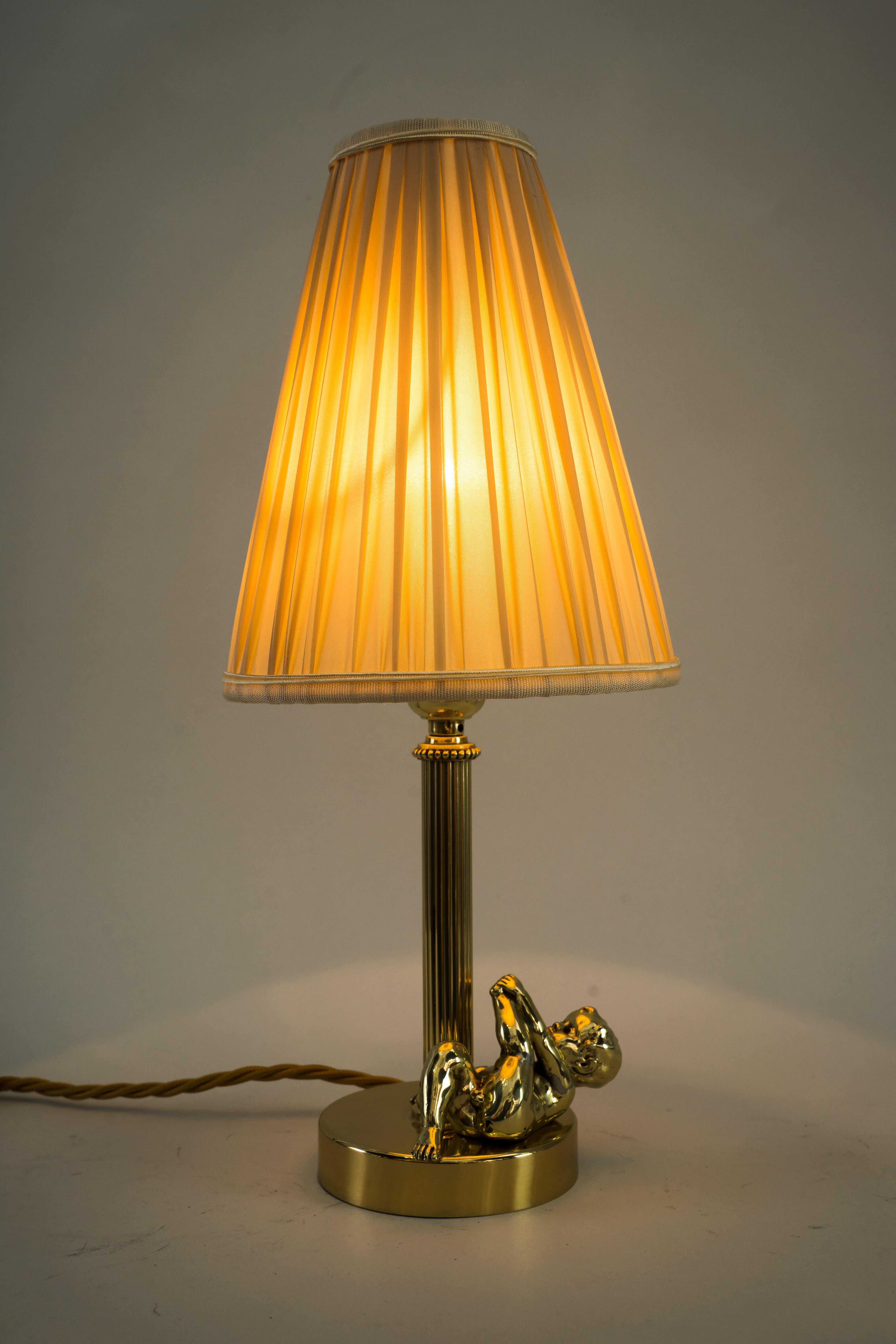 Art Deco Table Lamp with Fabric Shade Vienna Around 1920s For Sale 4