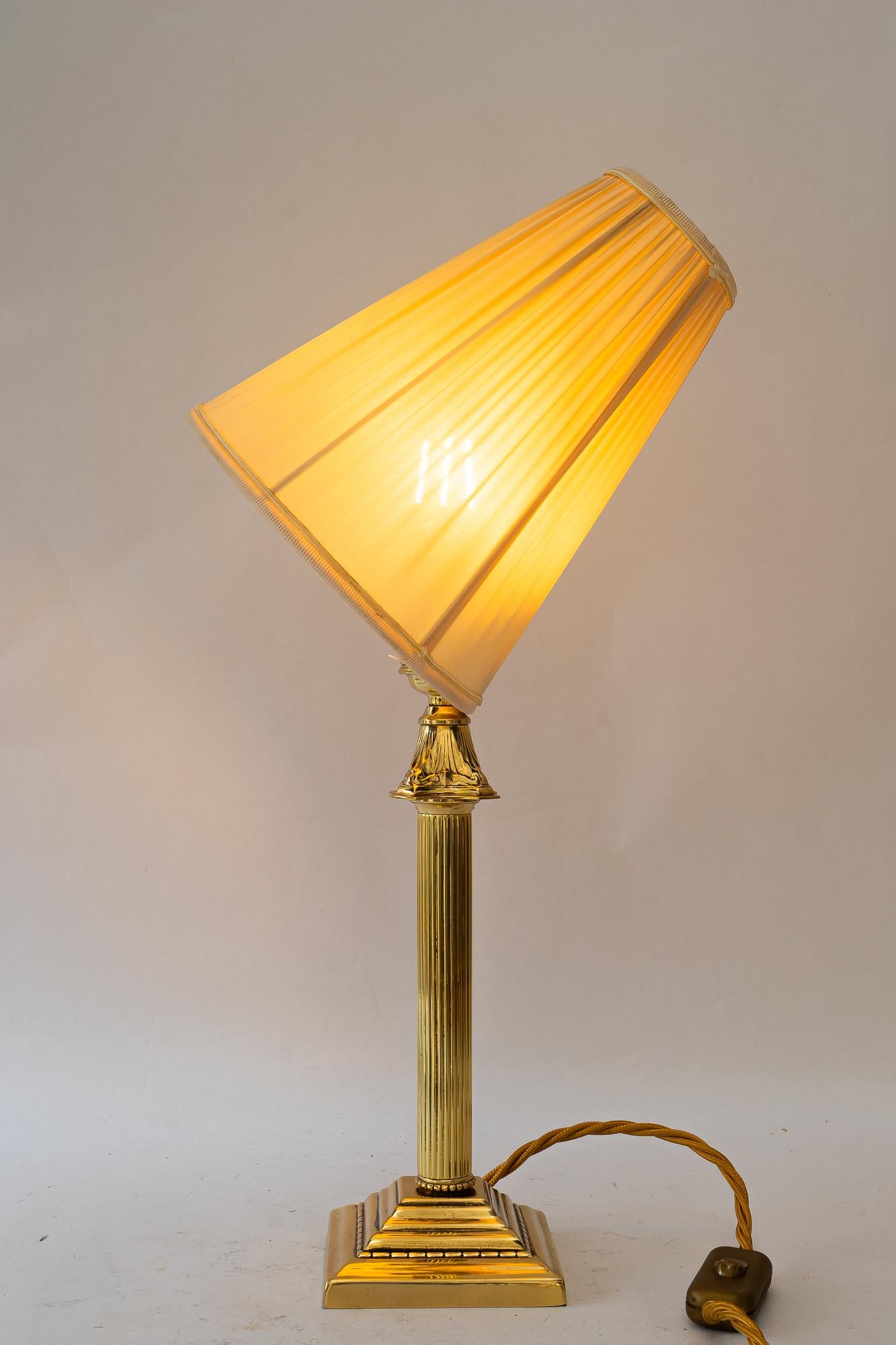 Art Deco table lamp with fabric shade vienna around 1920s For Sale 4