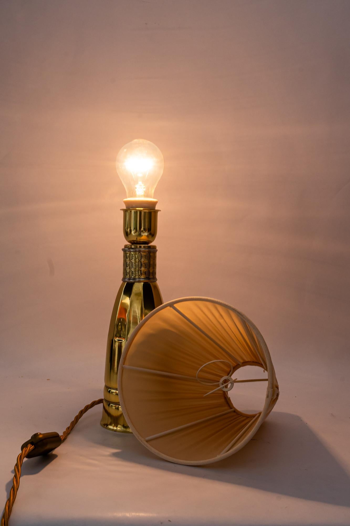 Art Deco Table lamp with fabric shade vienna around 1920s For Sale 4