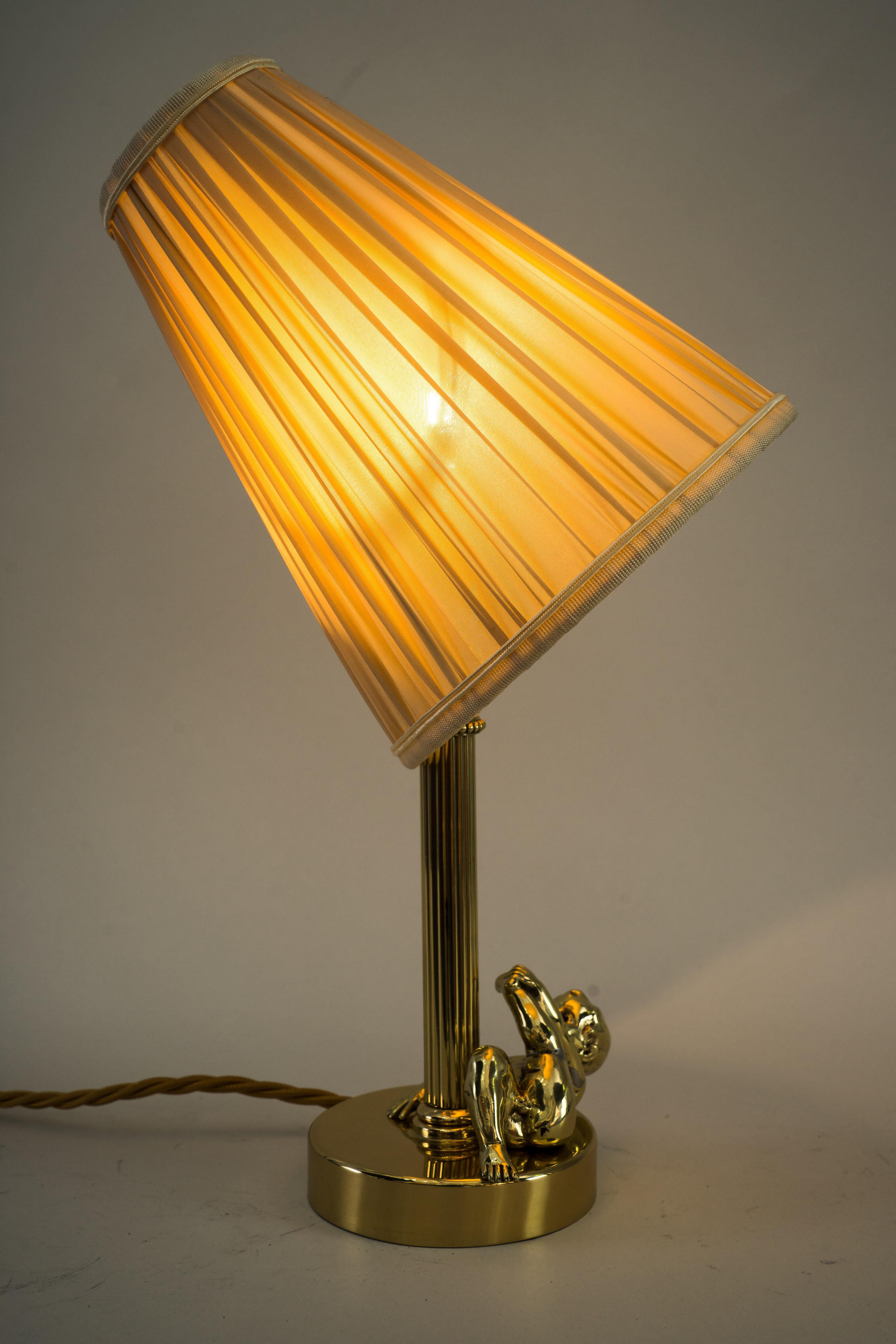 Art Deco Table Lamp with Fabric Shade Vienna Around 1920s For Sale 5