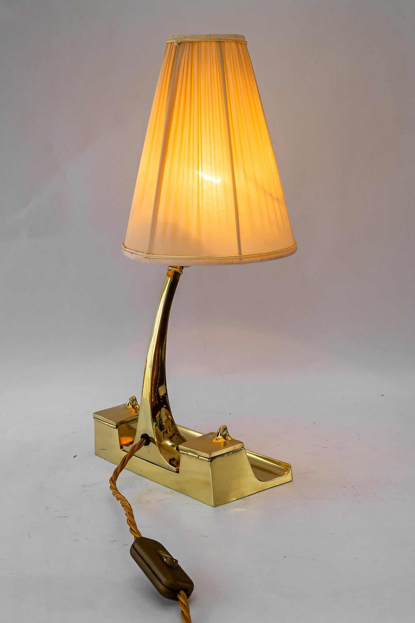 Lampada da tavolo Art Deco con paralume in tessuto vienna 1920 circa in vendita 5