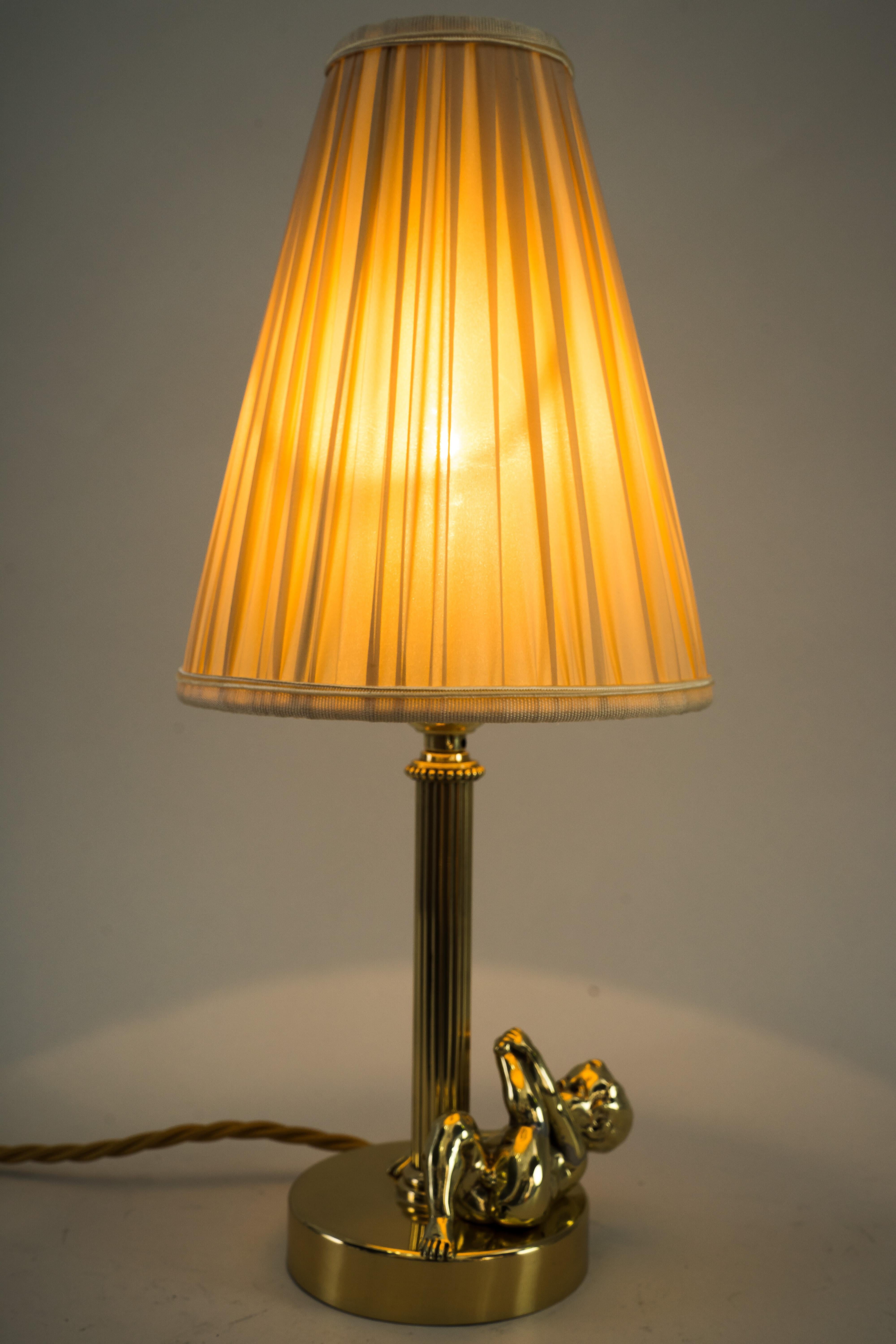 Art Deco Table Lamp with Fabric Shade Vienna Around 1920s For Sale 7