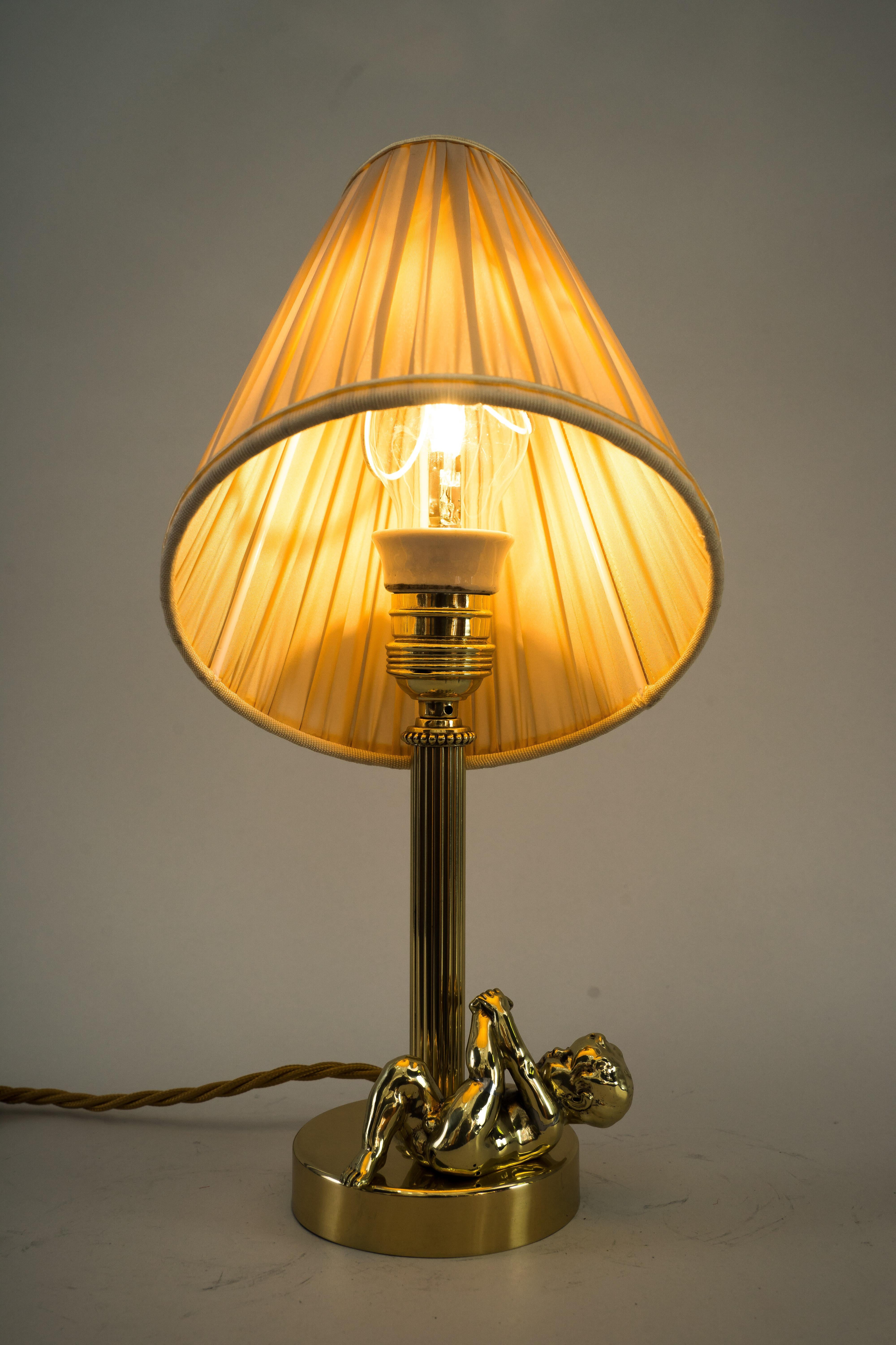 Art Deco Table Lamp with Fabric Shade Vienna Around 1920s For Sale 11