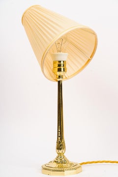 Art Deco Tischlampe mit Stoffschirm Wien um 1920