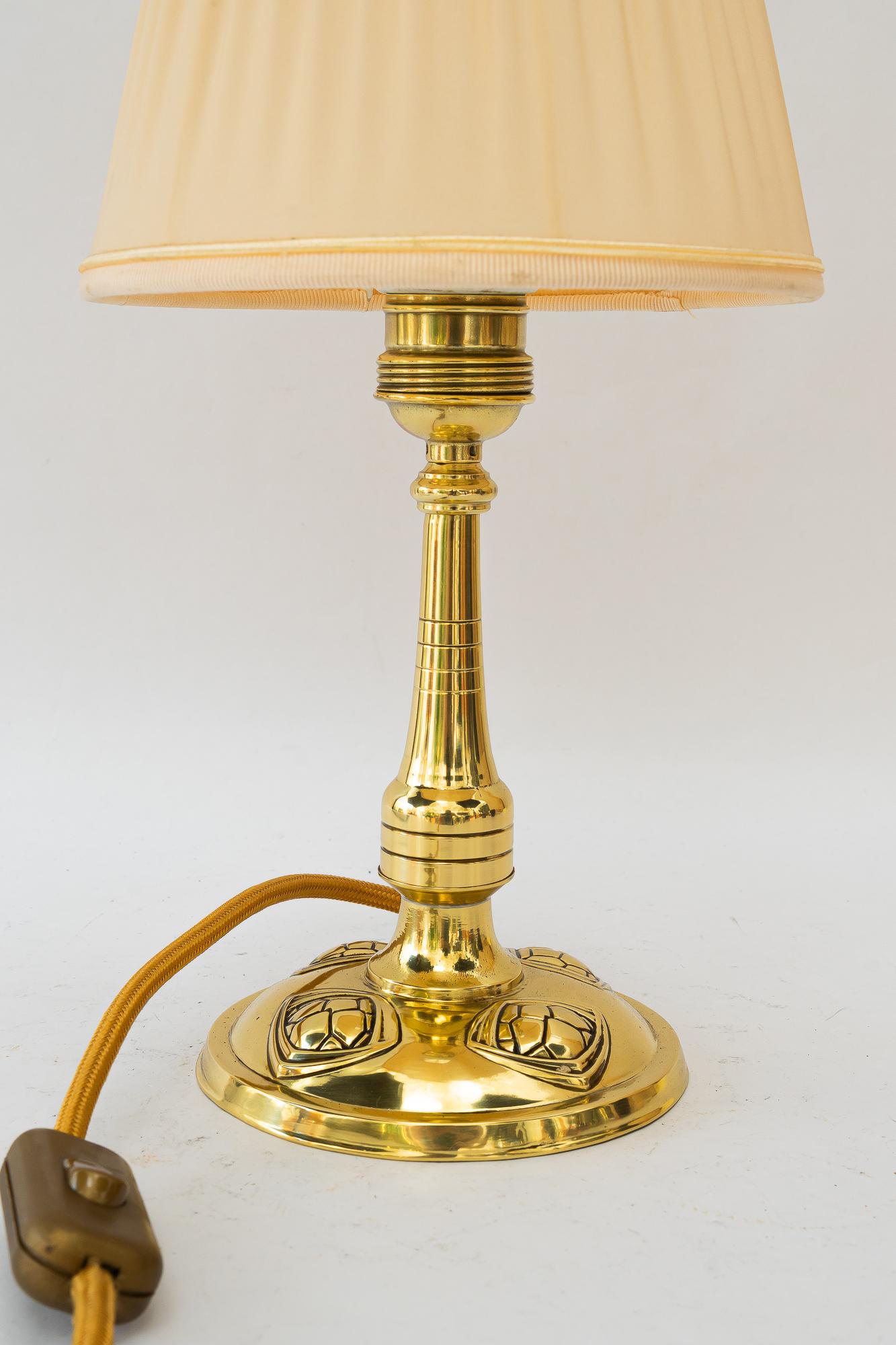 Austrian Art Deco table lamp with fabric shade vienna around 1920s For Sale