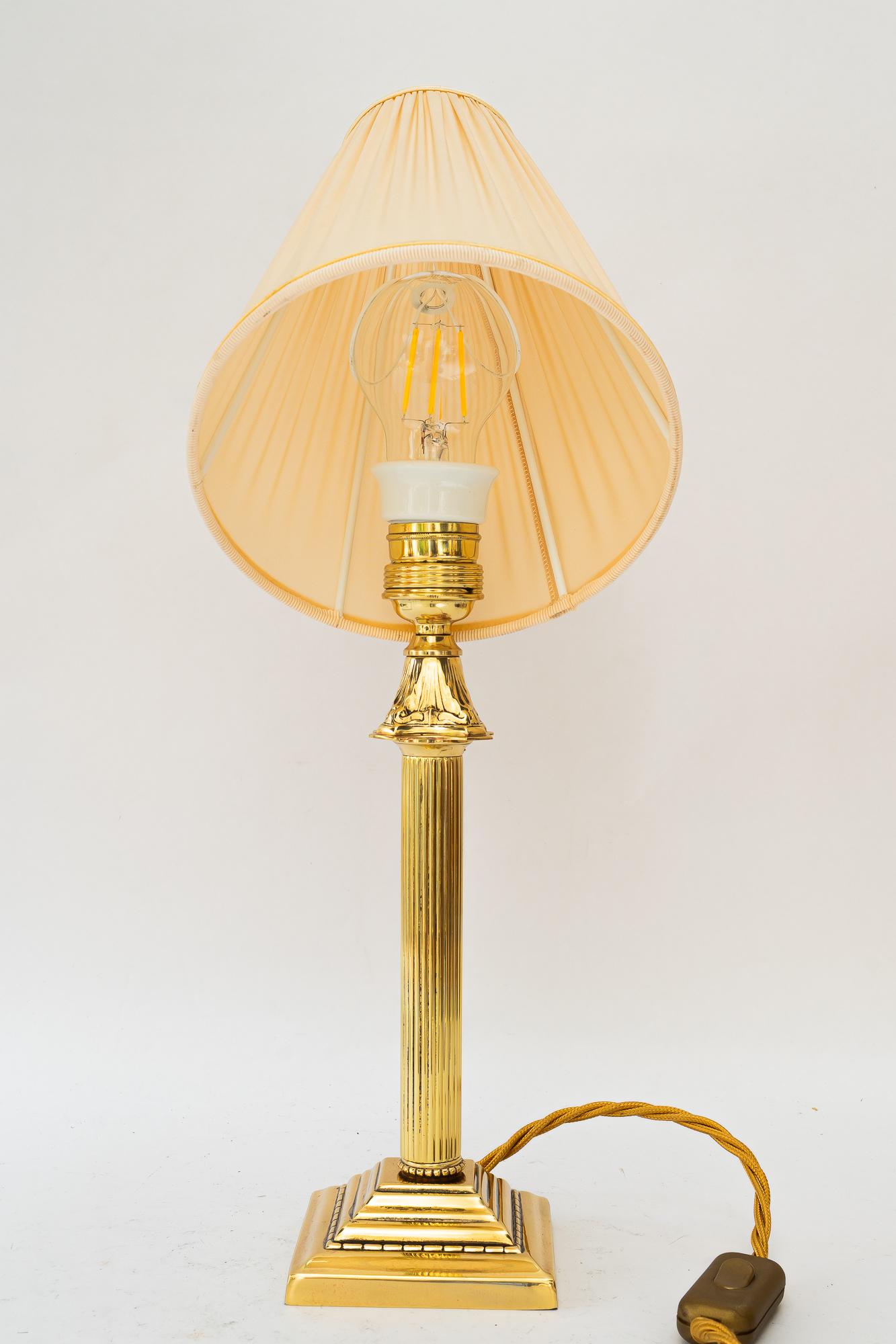 Austrian Art Deco table lamp with fabric shade vienna around 1920s For Sale