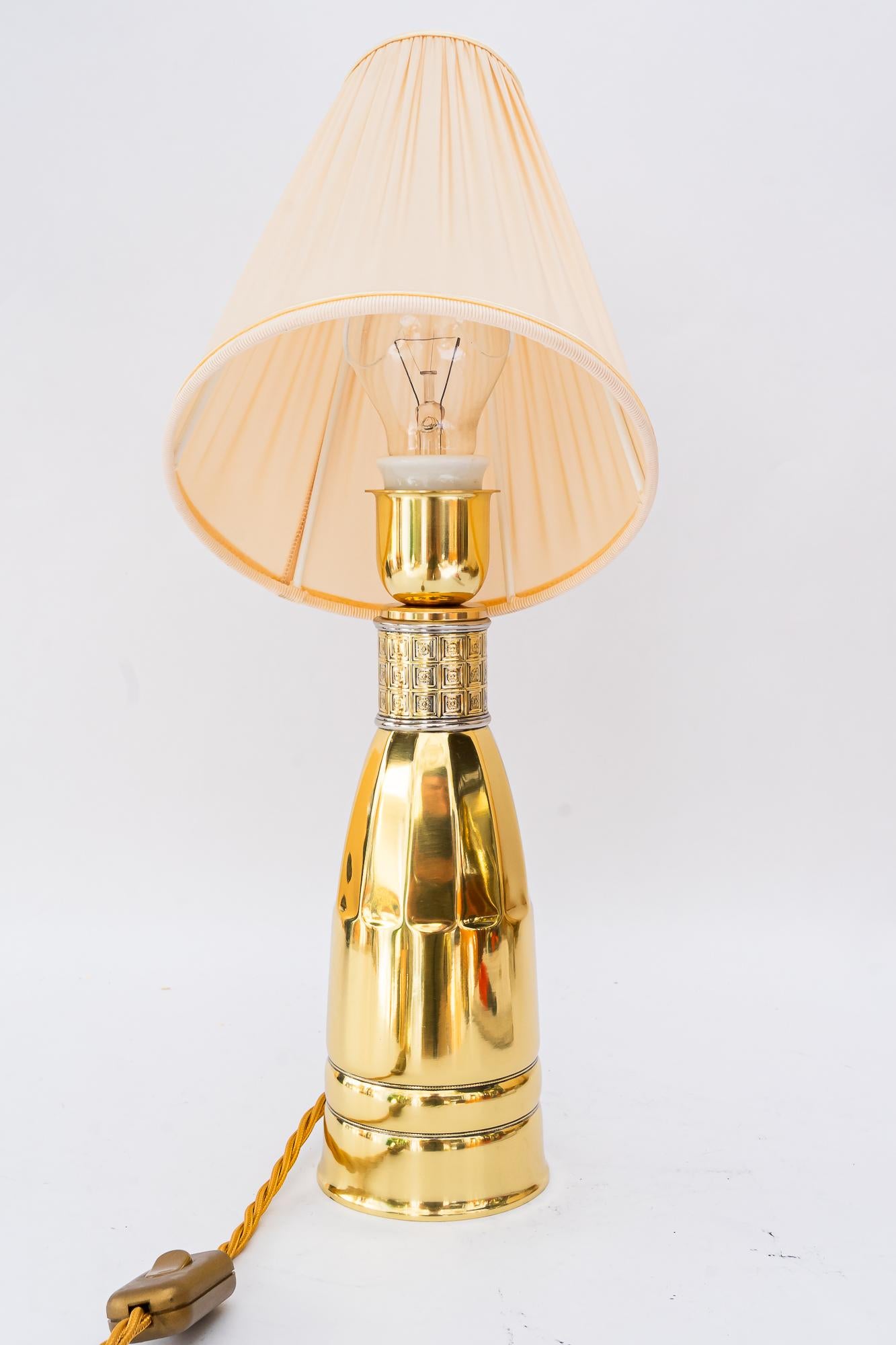 Austrian Art Deco Table lamp with fabric shade vienna around 1920s For Sale