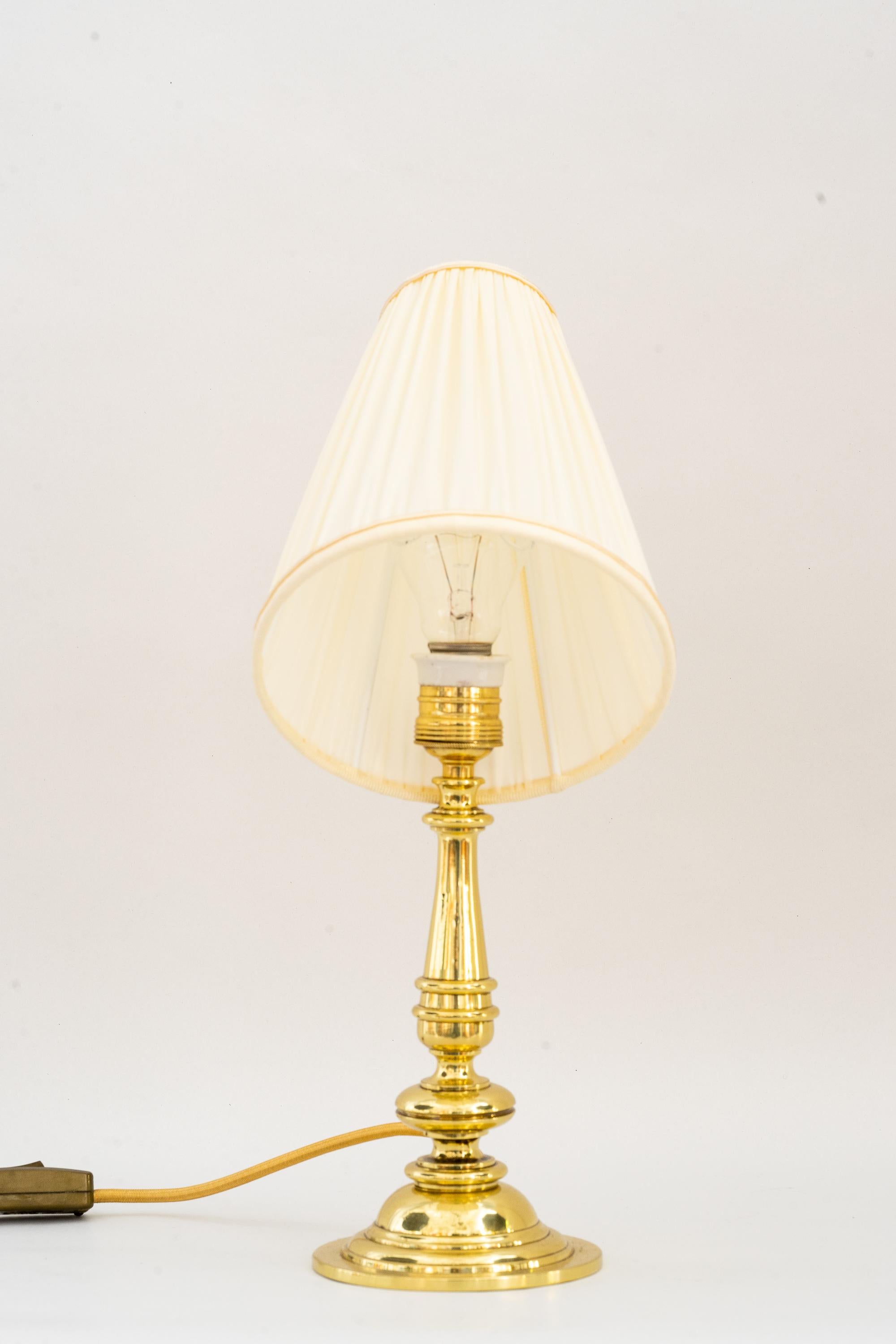 Lacquered Art Deco Table Lamp with Fabric Shade Vienna Around 1920s For Sale