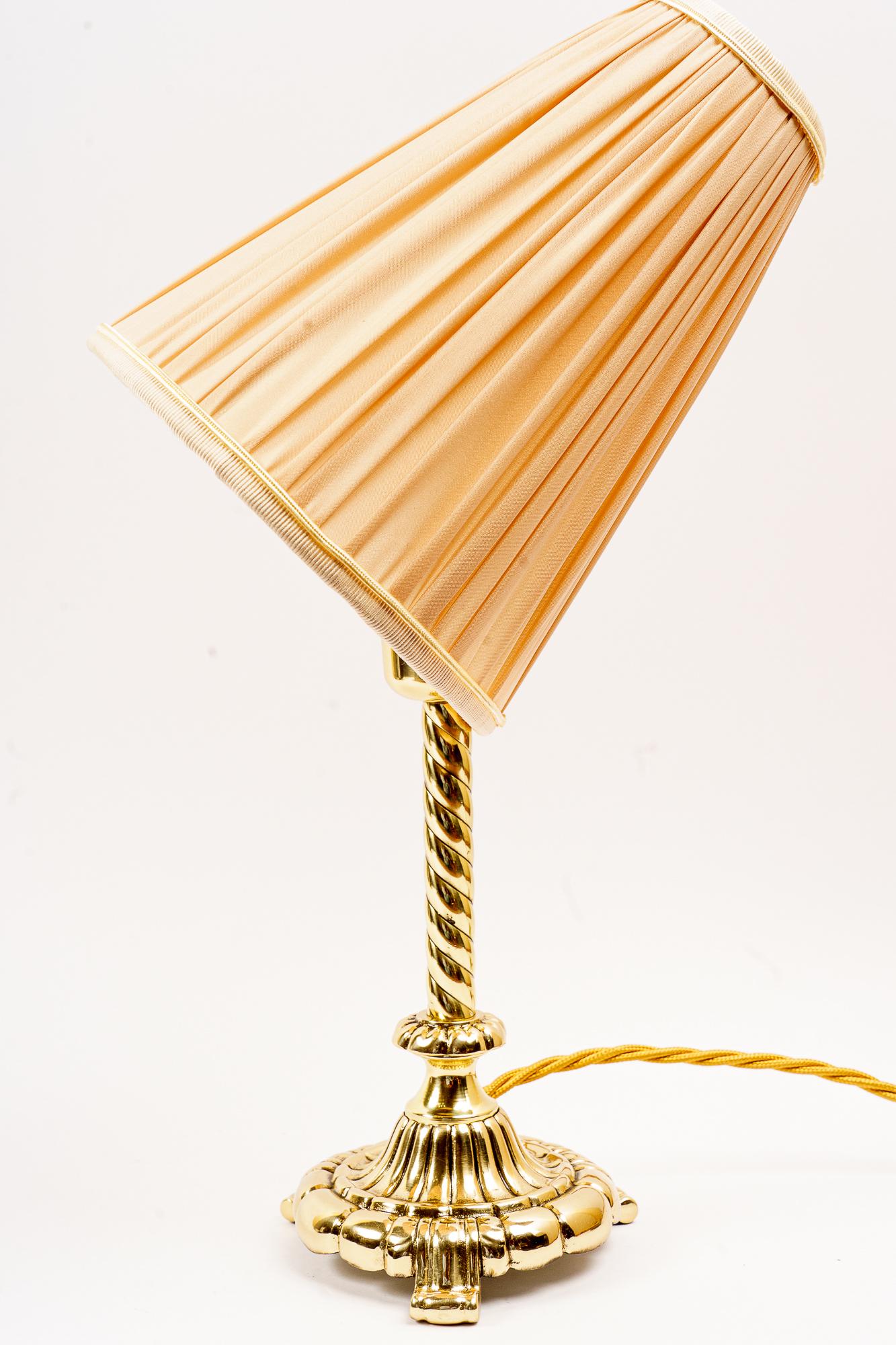 Lacquered Art Deco table lamp with fabric shade vienna around 1920s For Sale