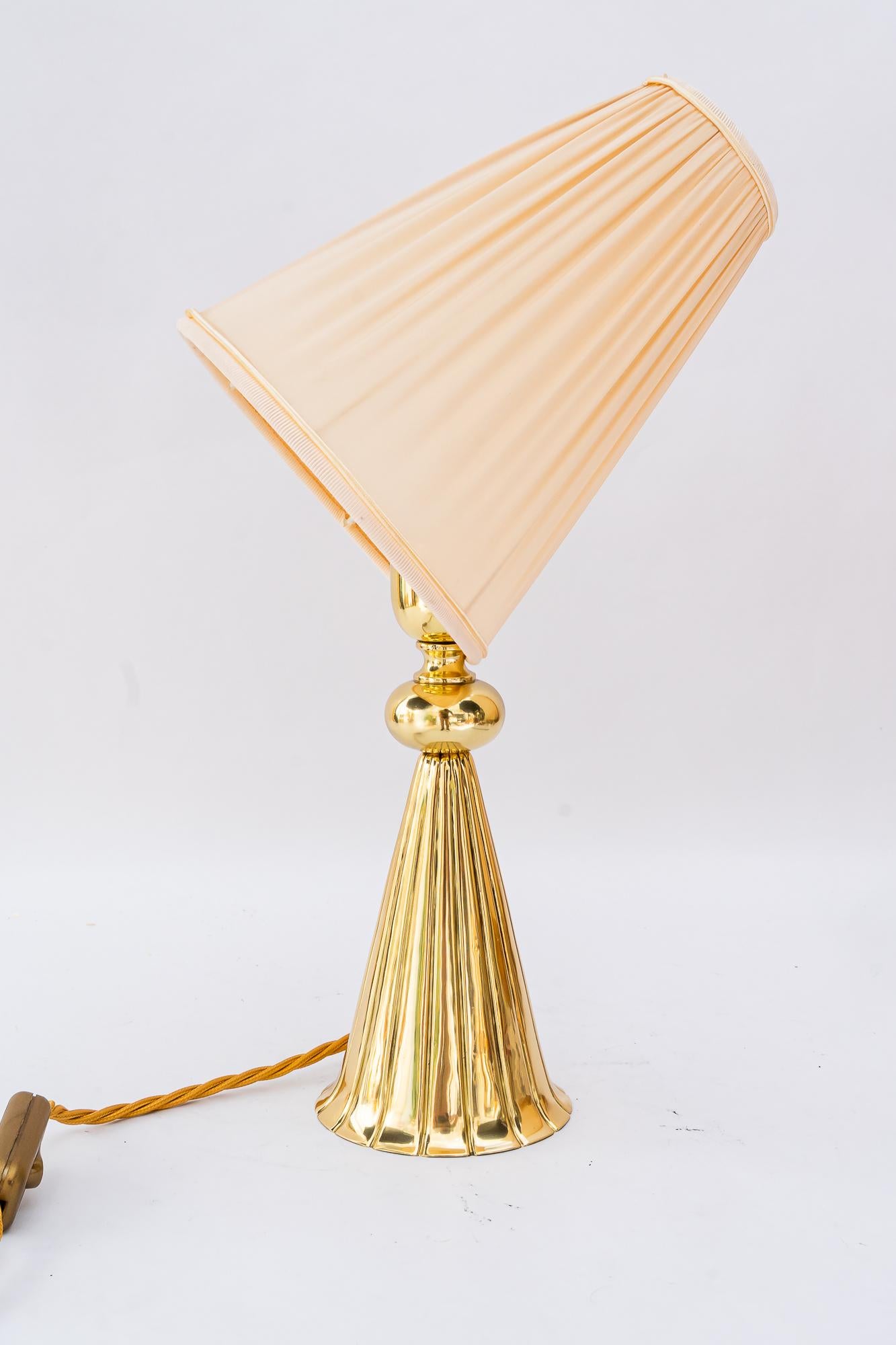 Lacquered Art Deco table lamp with fabric shade vienna around 1920s For Sale