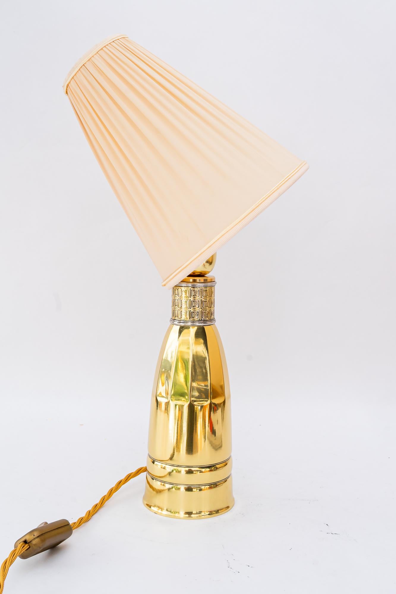 Lacquered Art Deco Table lamp with fabric shade vienna around 1920s For Sale