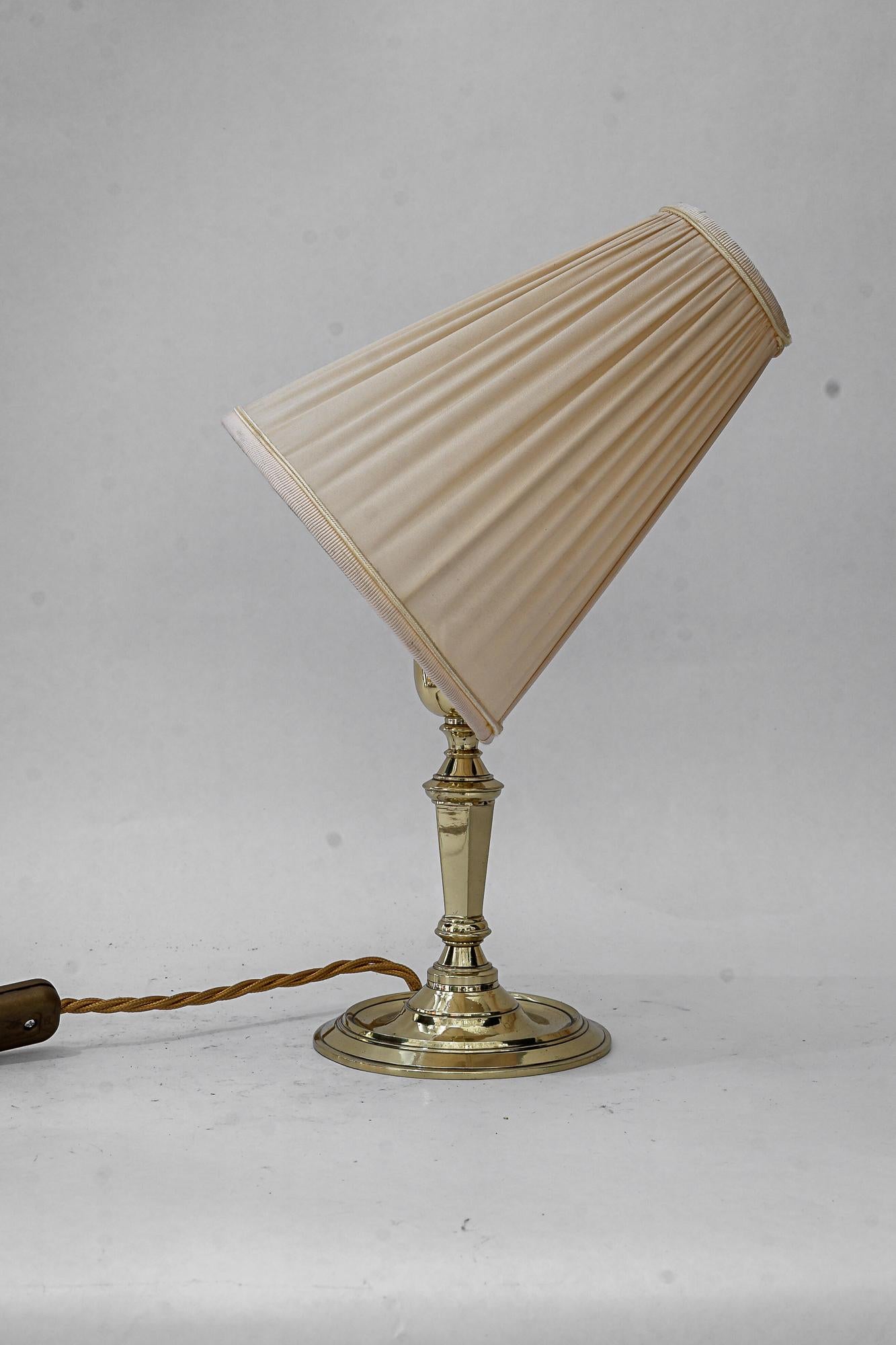 Art Deco  table lamp with fabric shade vienna around 1920s In Good Condition In Wien, AT