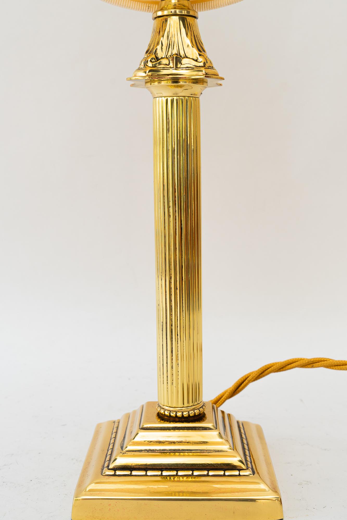 Art Deco table lamp with fabric shade vienna around 1920s In Good Condition For Sale In Wien, AT