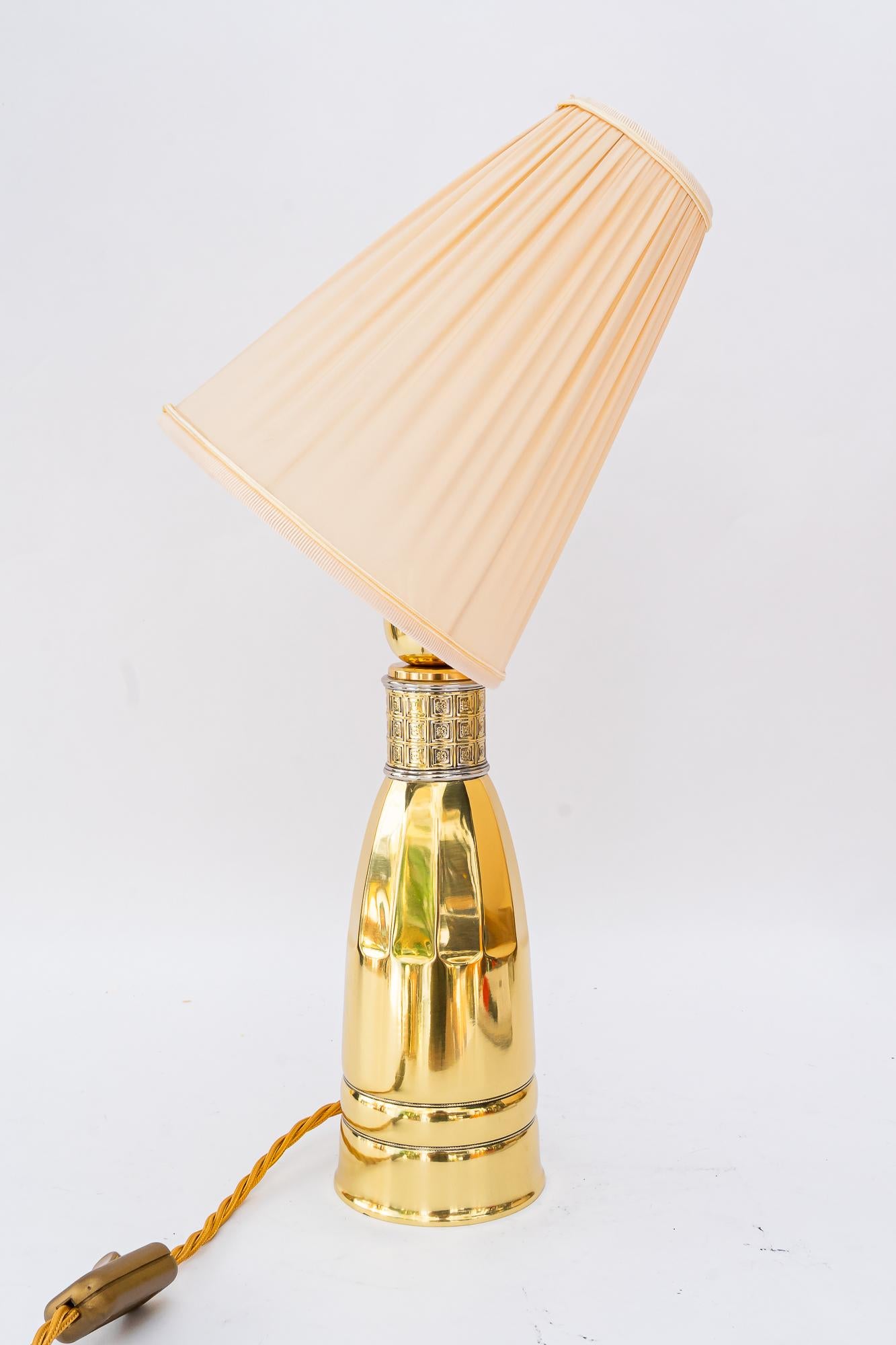 Art Deco Table lamp with fabric shade vienna around 1920s In Good Condition For Sale In Wien, AT