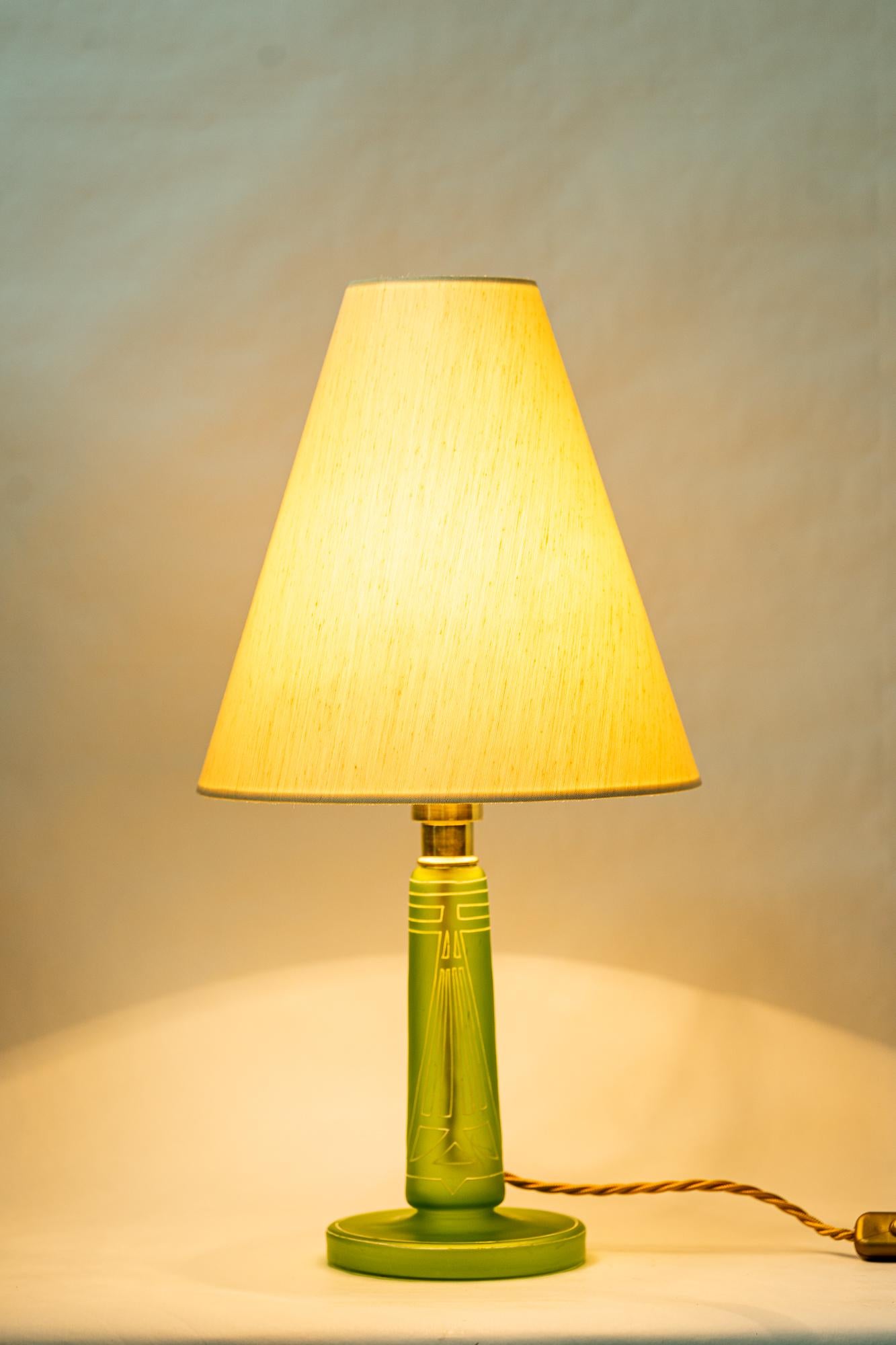 Early 20th Century Art Deco Table Lamp with Fabric Shade Vienna Around 1920s For Sale