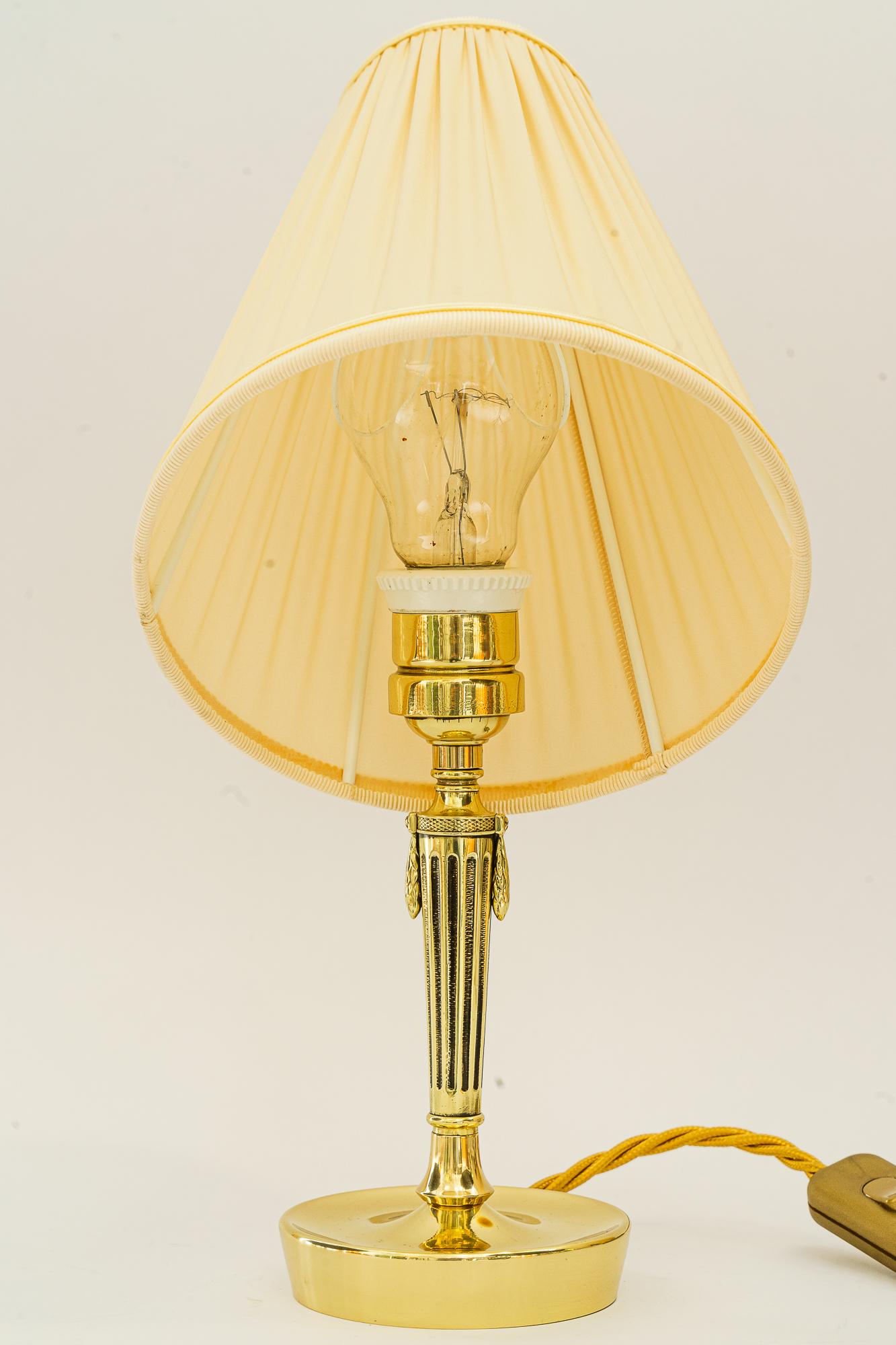 Art deco table lamp with fabric shade vienna around 1920s In Good Condition For Sale In Wien, AT