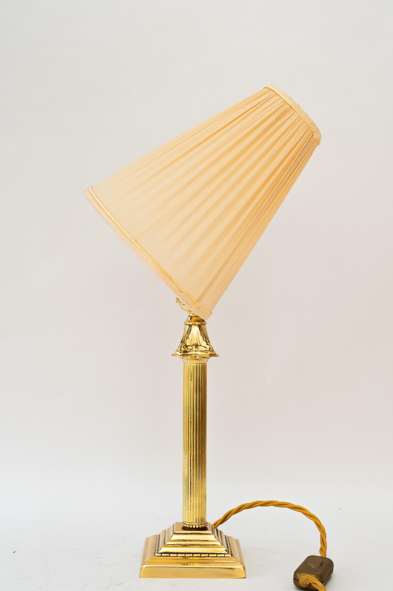 Early 20th Century Art Deco table lamp with fabric shade vienna around 1920s For Sale