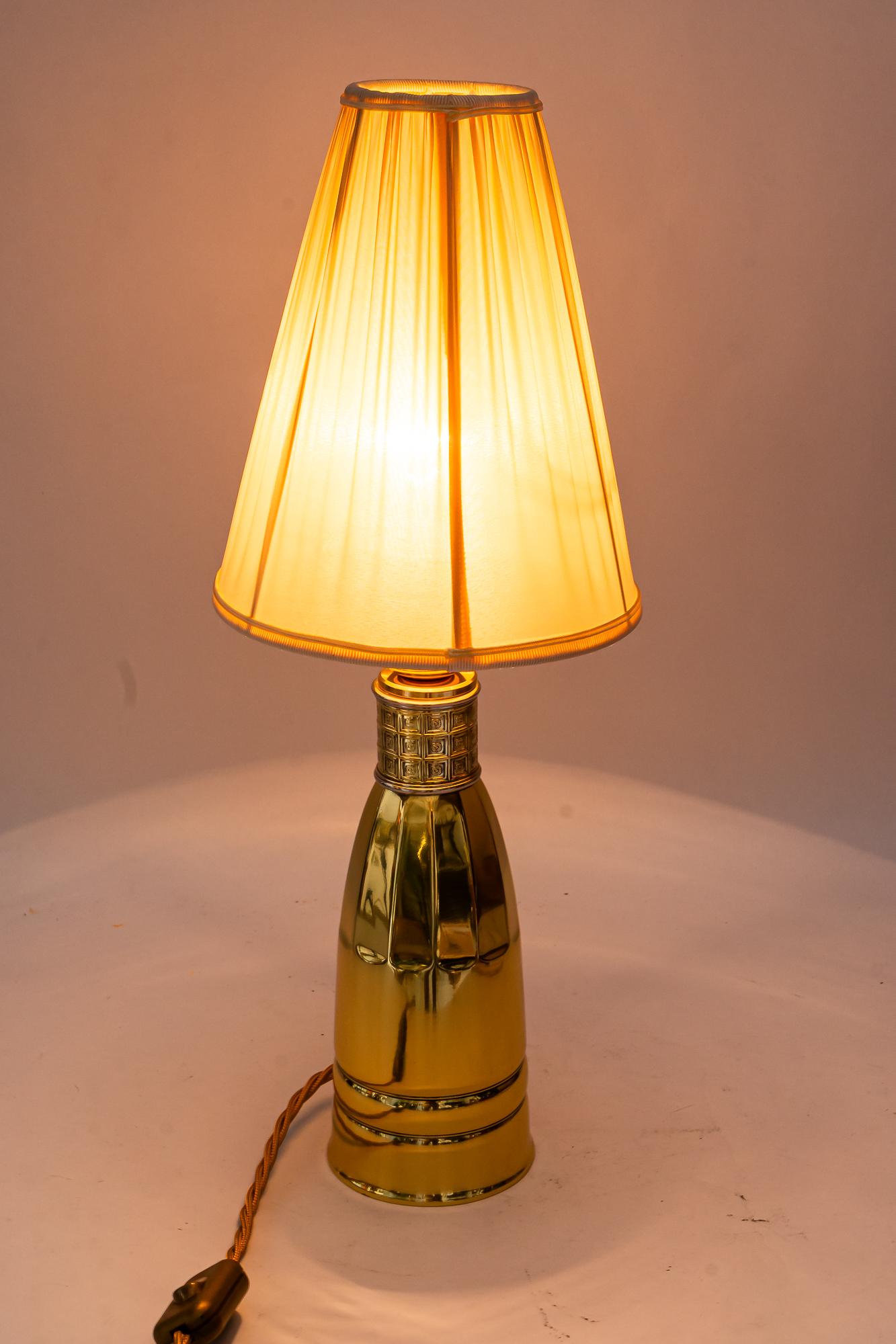 Early 20th Century Art Deco Table lamp with fabric shade vienna around 1920s For Sale