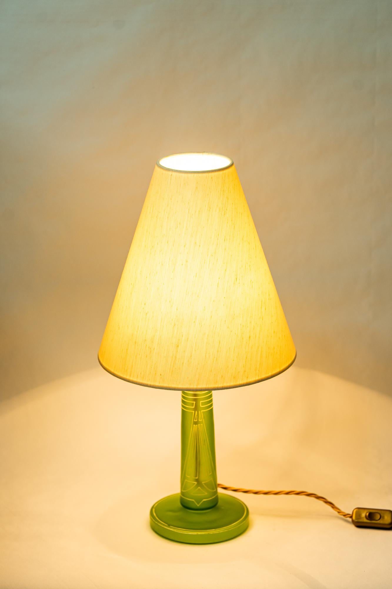 Art Deco Table Lamp with Fabric Shade Vienna Around 1920s For Sale 1