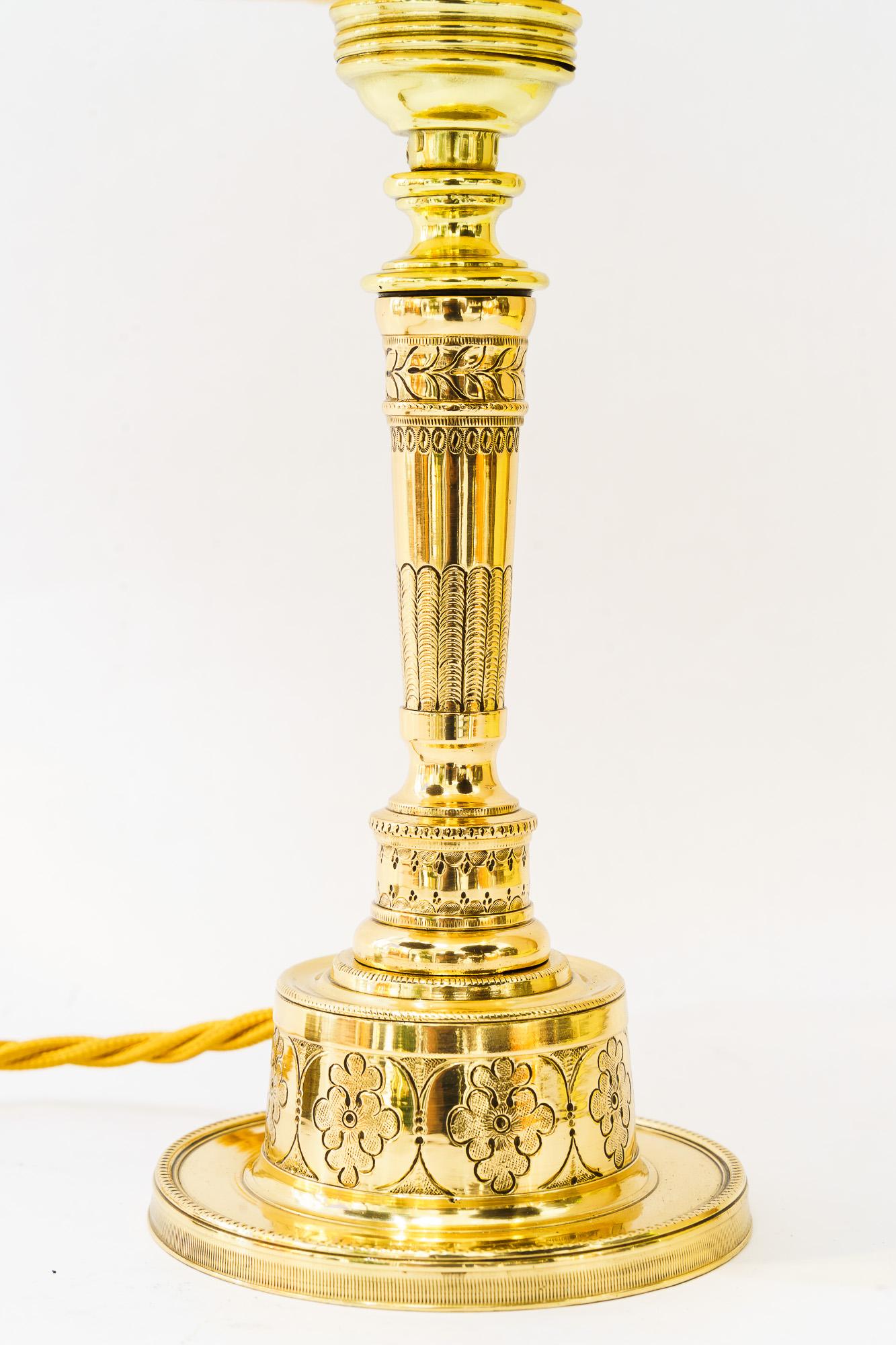 Art Deco Tischlampe mit Stoffschirm wien um 1920 (Frühes 20. Jahrhundert) im Angebot