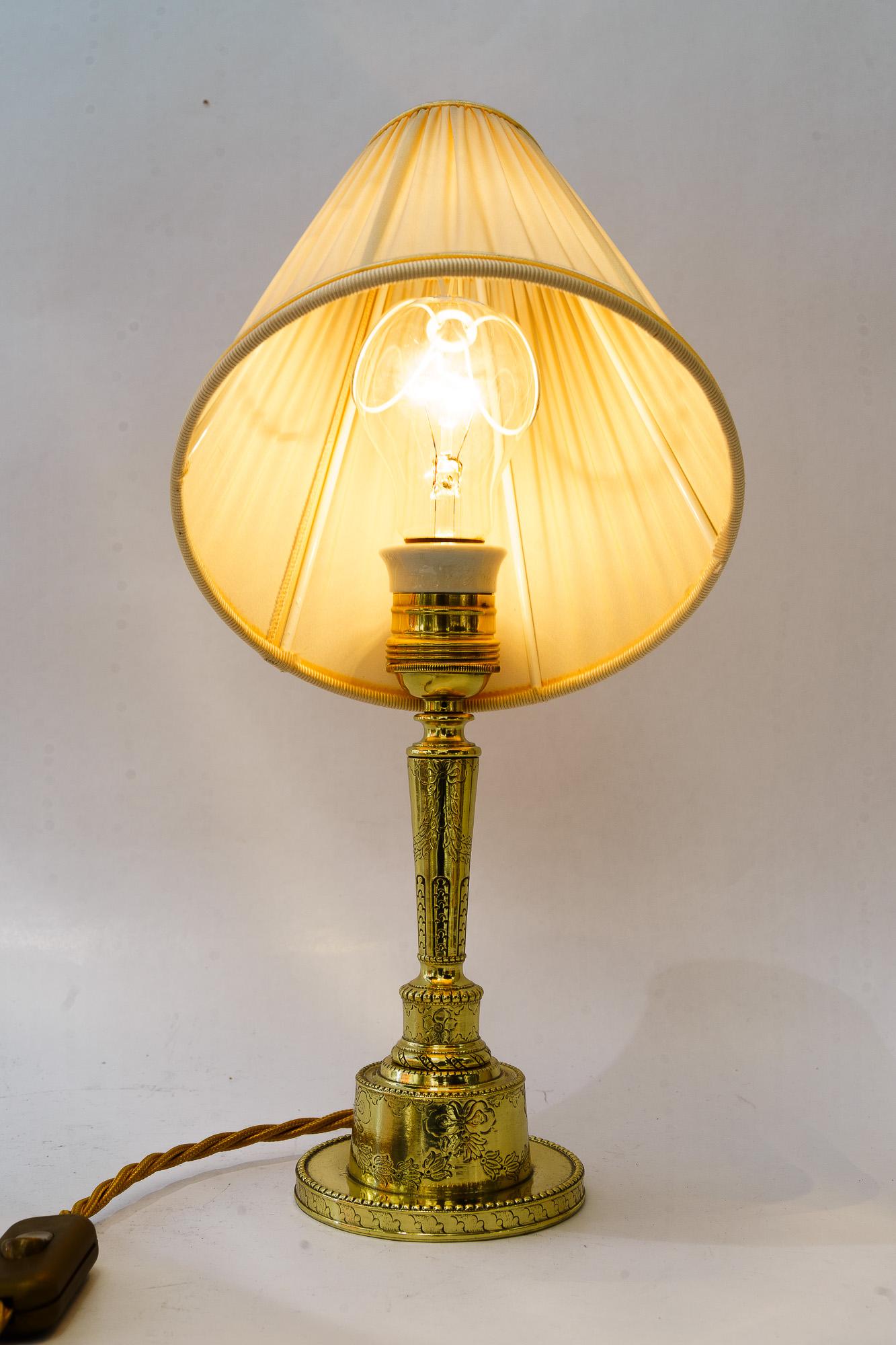 Art Deco Tischlampe mit Stoffschirm wien um 1920 (Frühes 20. Jahrhundert) im Angebot