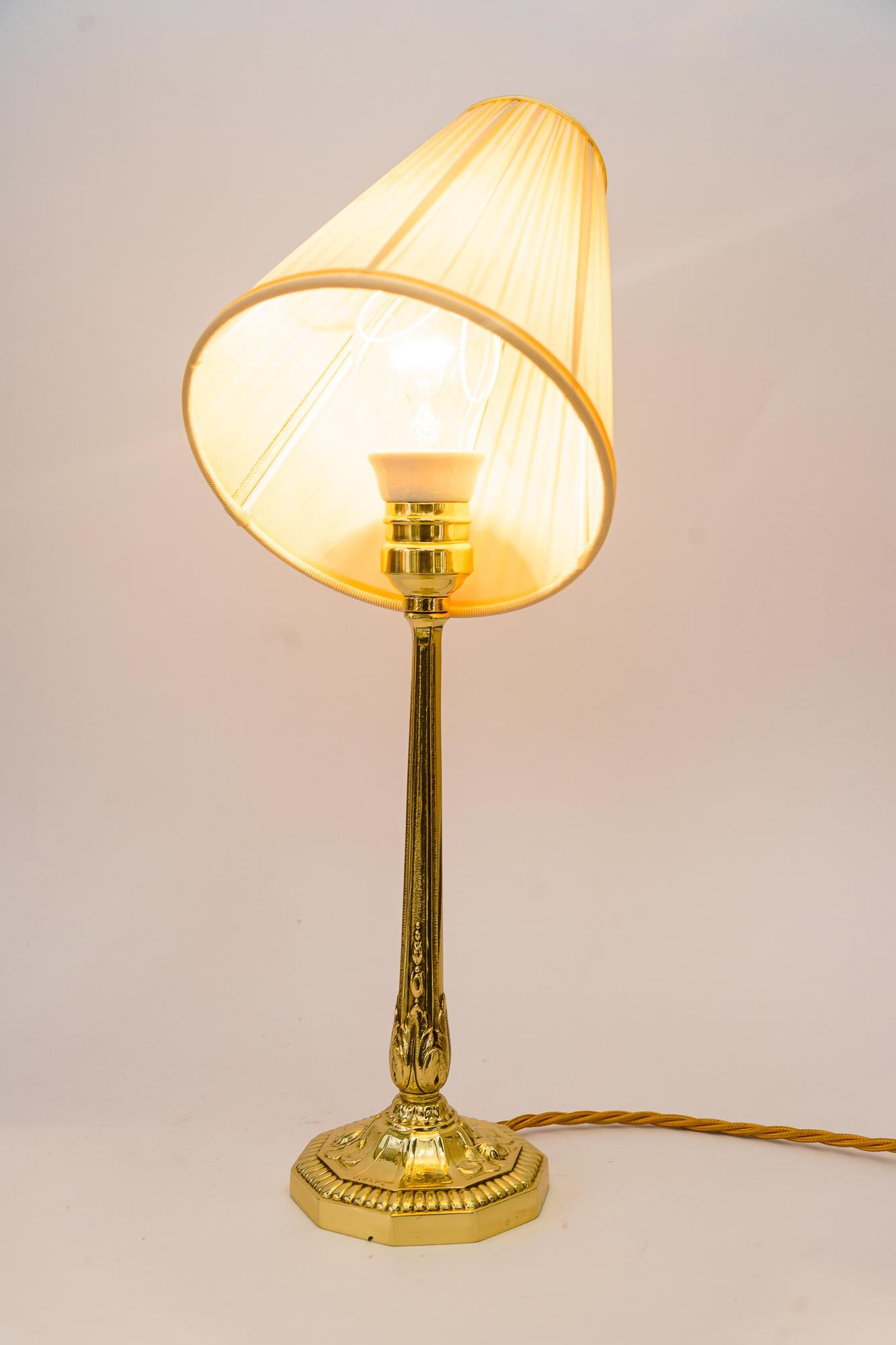 Art Deco Table Lamp with Fabric Shade Vienna Around 1920s For Sale 2