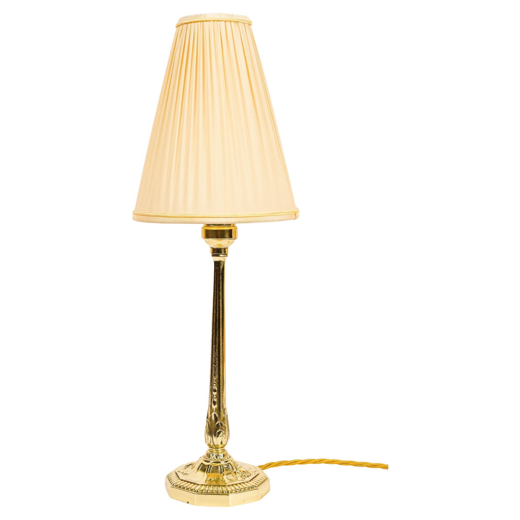 Art Deco Table Lamp with Fabric Shade Vienna Around 1920s For Sale