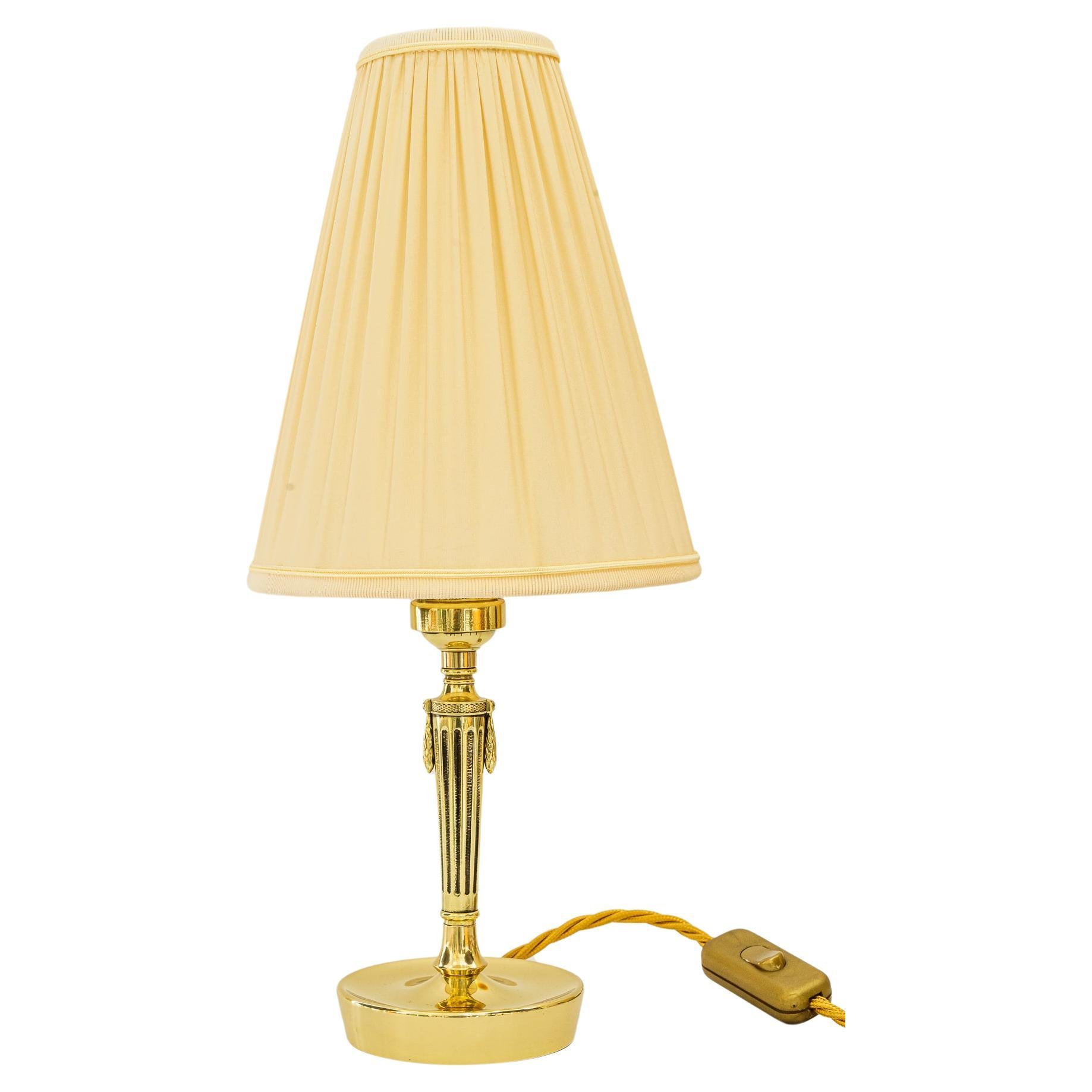 Art deco table lamp with fabric shade vienna around 1920s For Sale