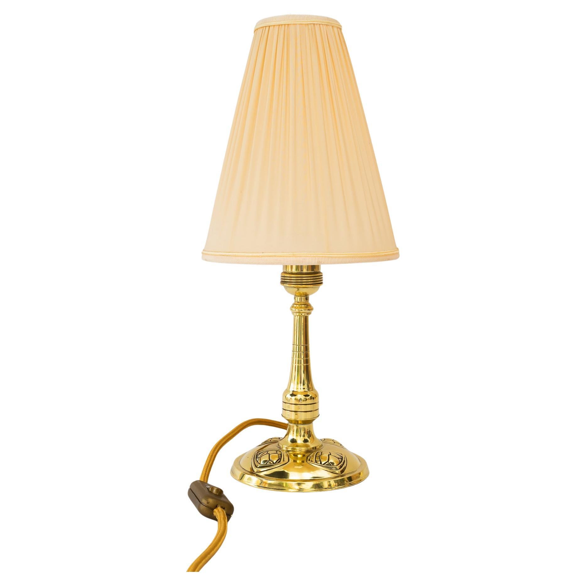 Art Deco table lamp with fabric shade vienna around 1920s For Sale