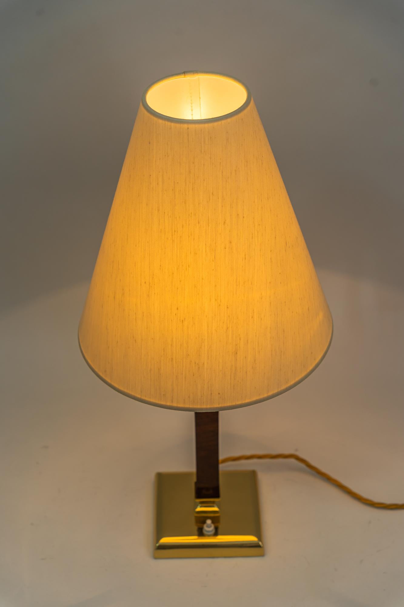 Art-Déco-Tischlampe mit Stoffschirm, Vienna, um 1930 im Angebot 4