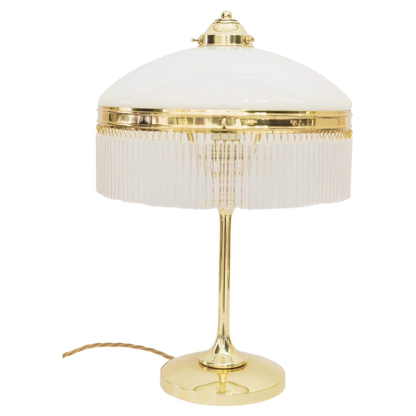 Art Deco Table Lamp with Glass Shade and Glass Sticks Vienna Around 1920s For Sale