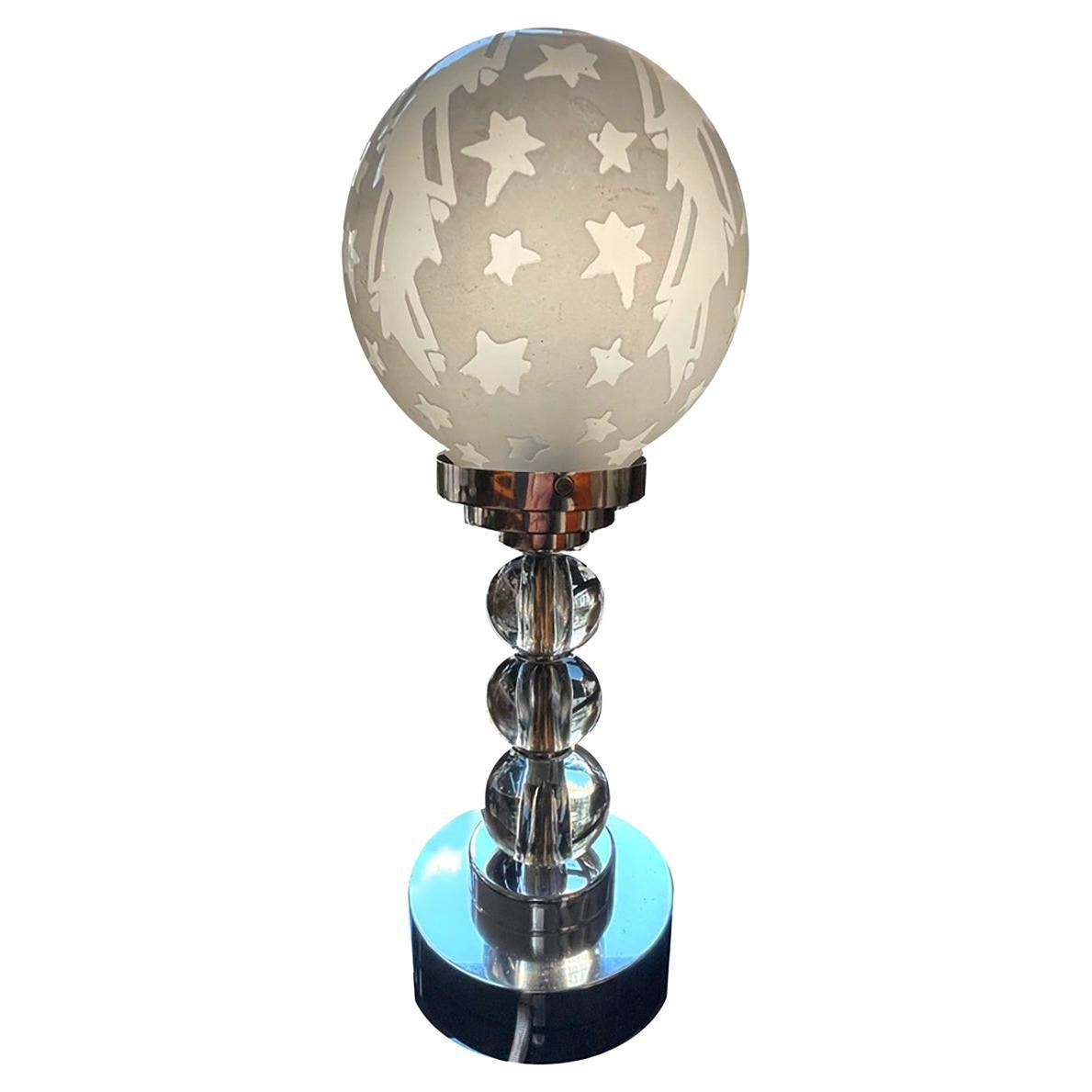 Art Deco table lamp with glass spheres