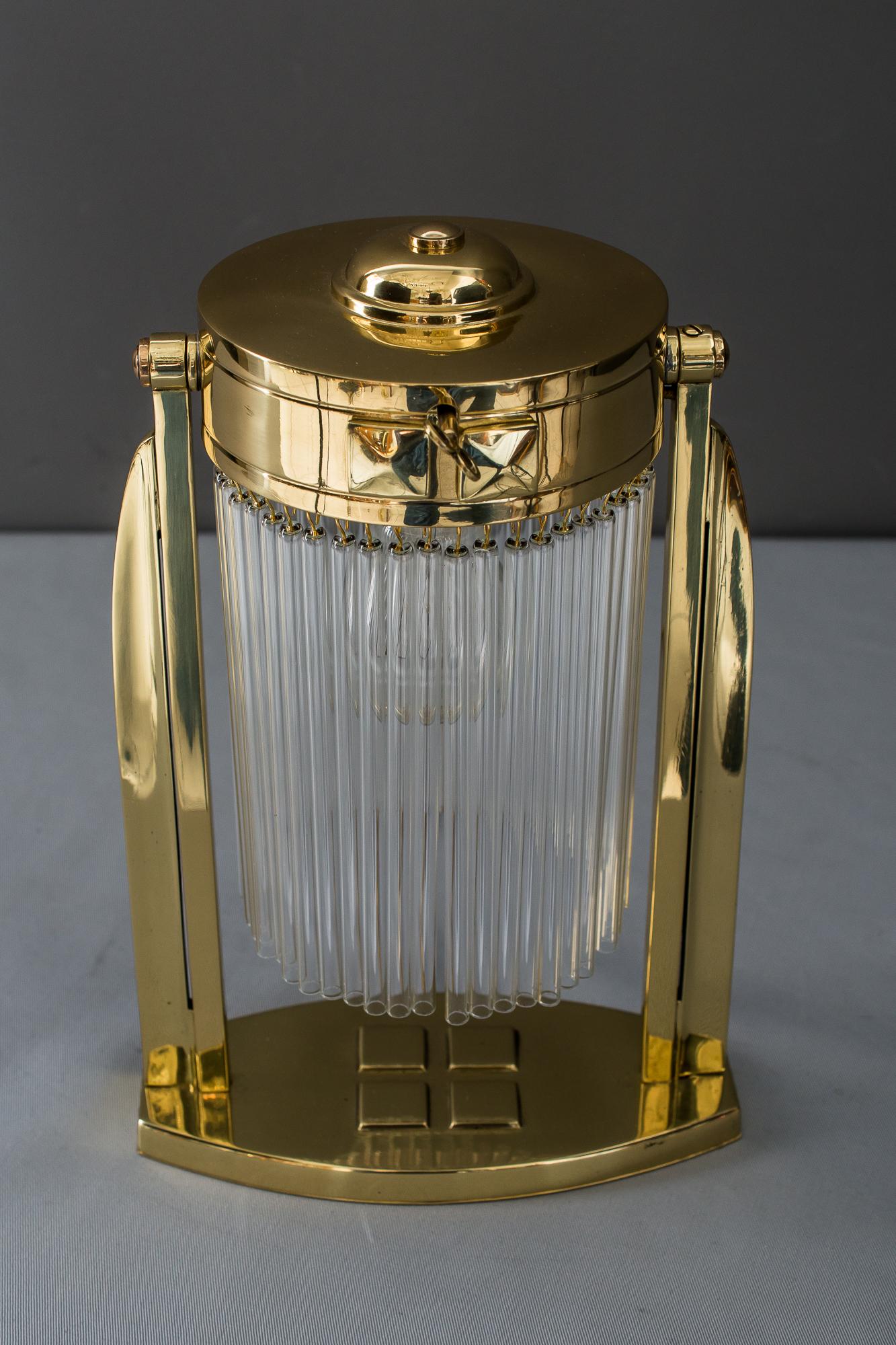 Art Deco table lamp with glass sticks Vienna, circa 1920s
Polished and stove enameled
Glass sticks are replaced (new).