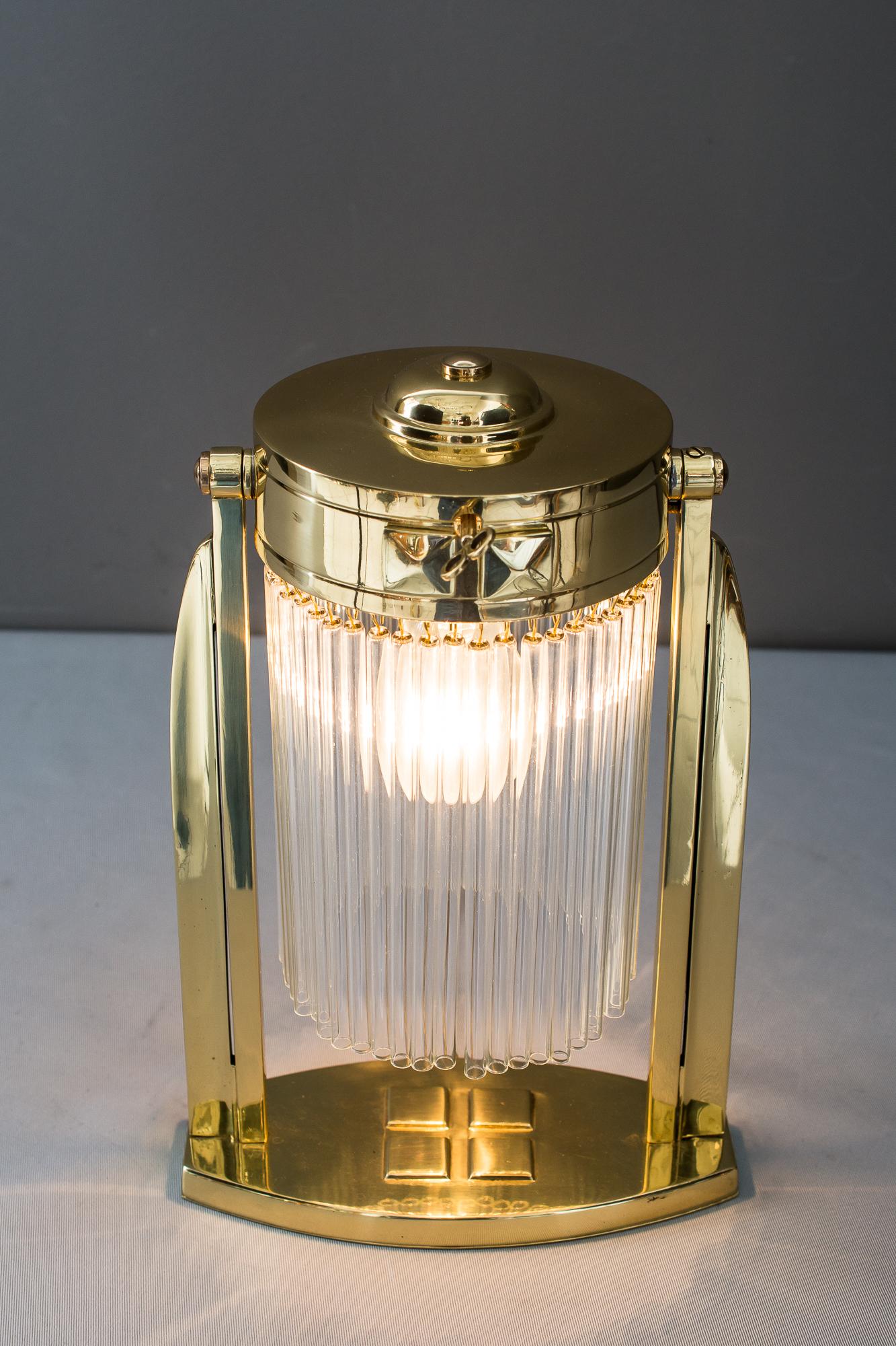 Lacquered Art Deco Table Lamp with Glass Sticks, Vienna, circa 1920s