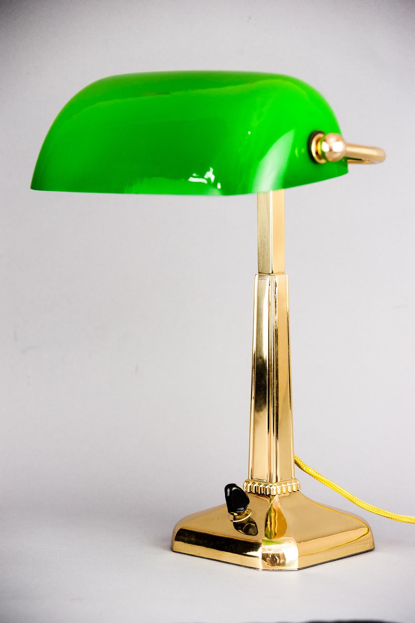 Austrian Art Deco Table Lamp with Green Shade