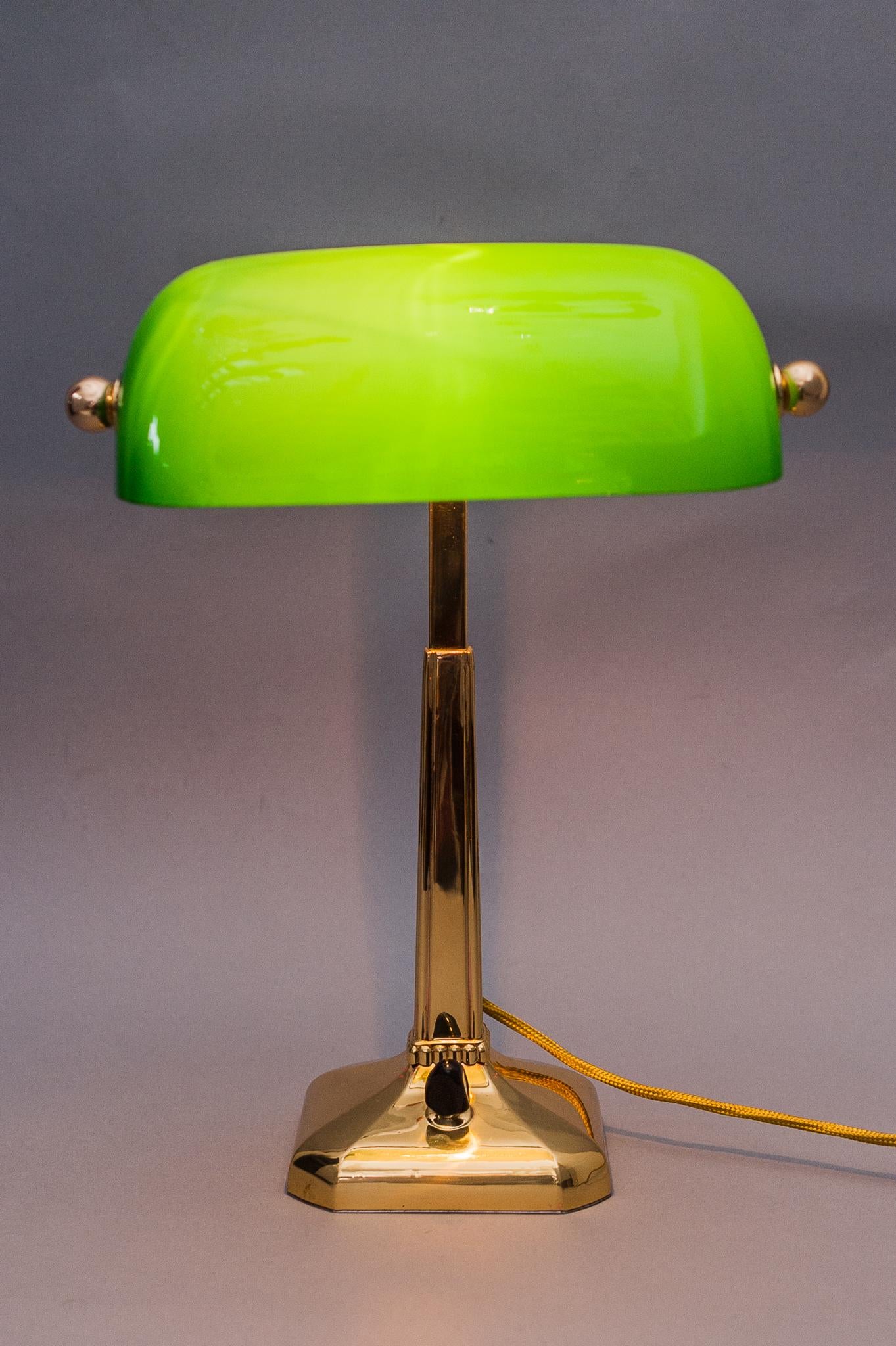 Early 20th Century Art Deco Table Lamp with Green Shade