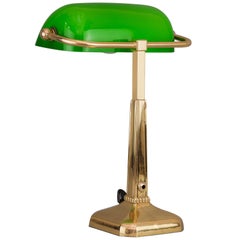 Art Deco Table Lamp with Green Shade